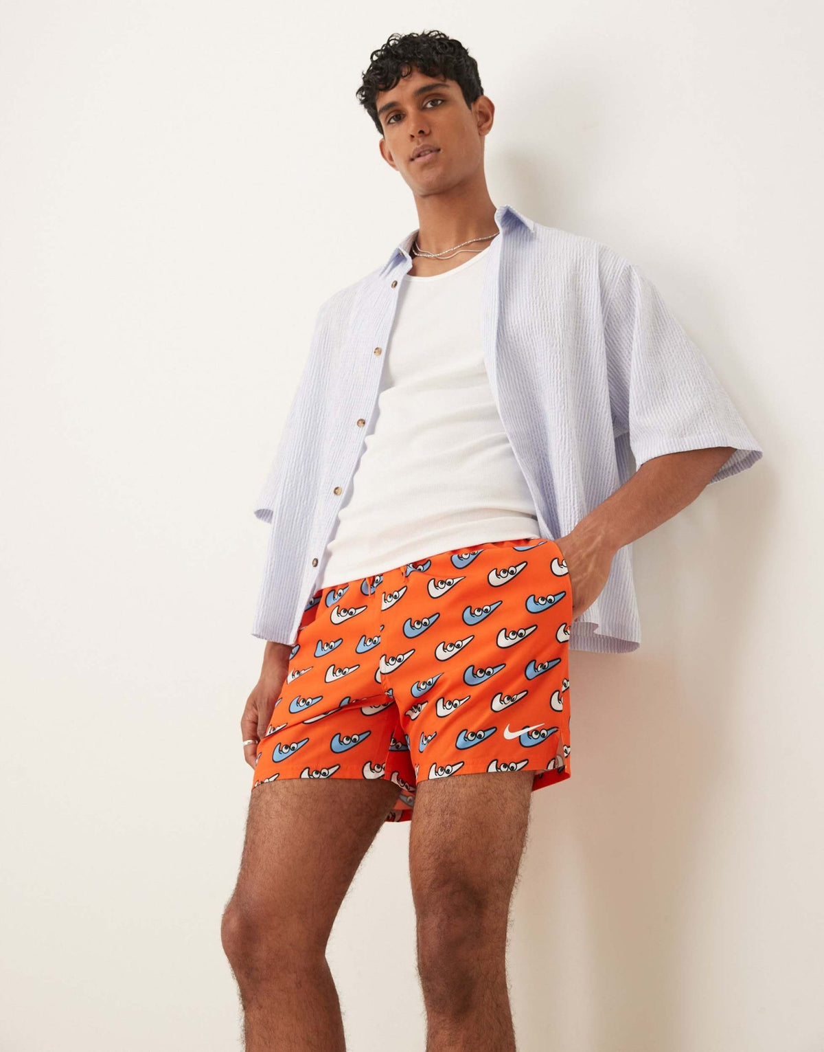 Nike 5 inch Volley multi print swim shorts in orange - ASOS Sample Sale