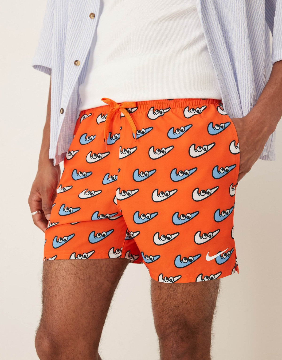 Nike 5 inch Volley multi print swim shorts in orange - ASOS Sample Sale