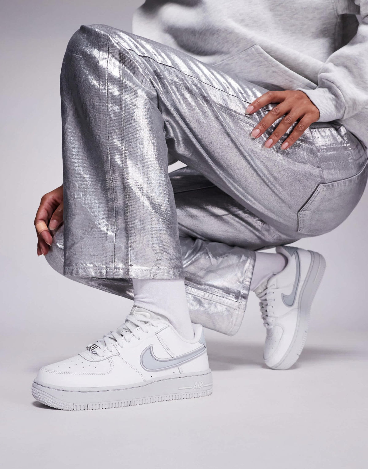 Nike Air Force 1 Dance trainers in white & silver - ASOS Sample Sale