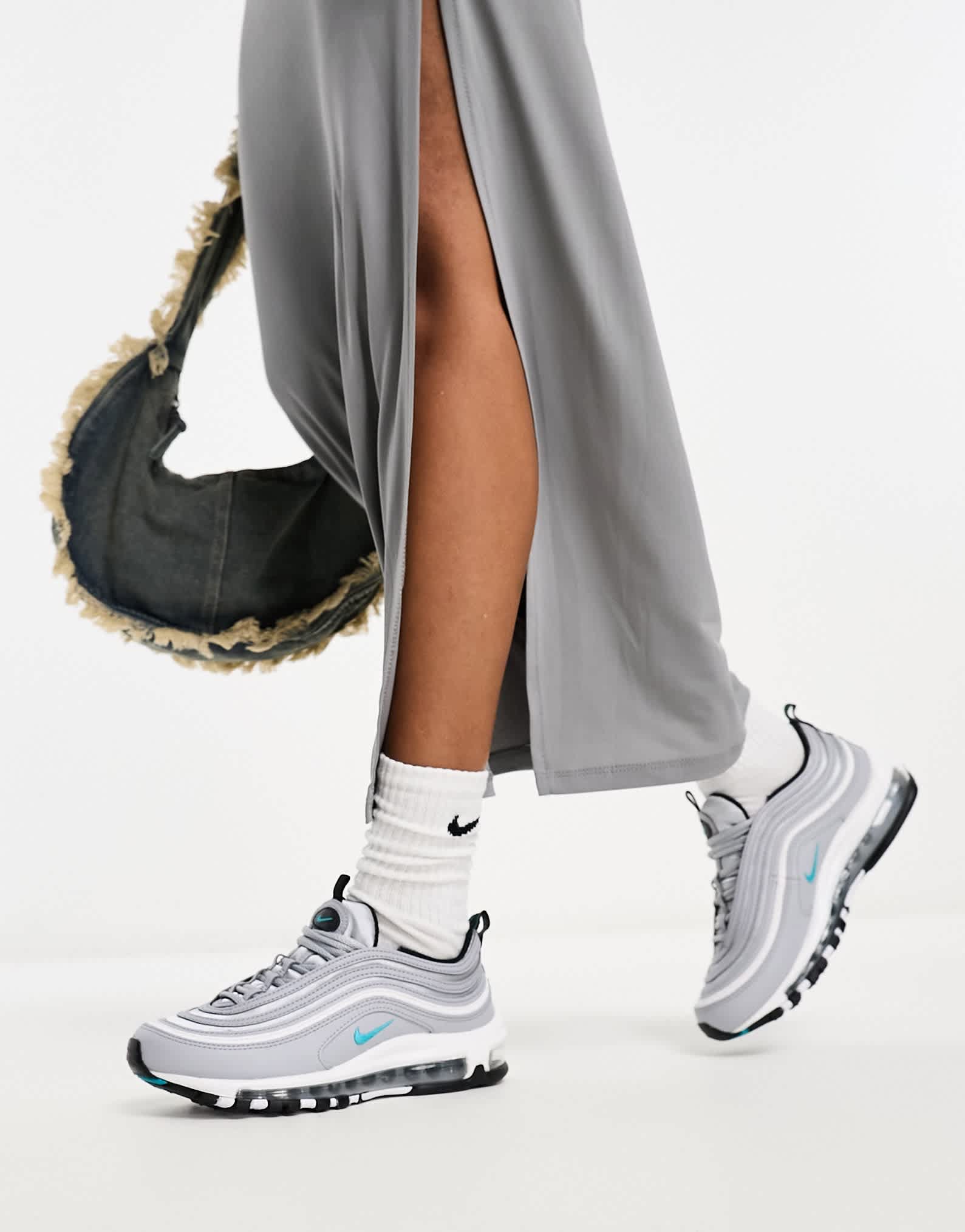 Nike Air Max 97 satin trainers in silver and teal - ASOS Sample Sale