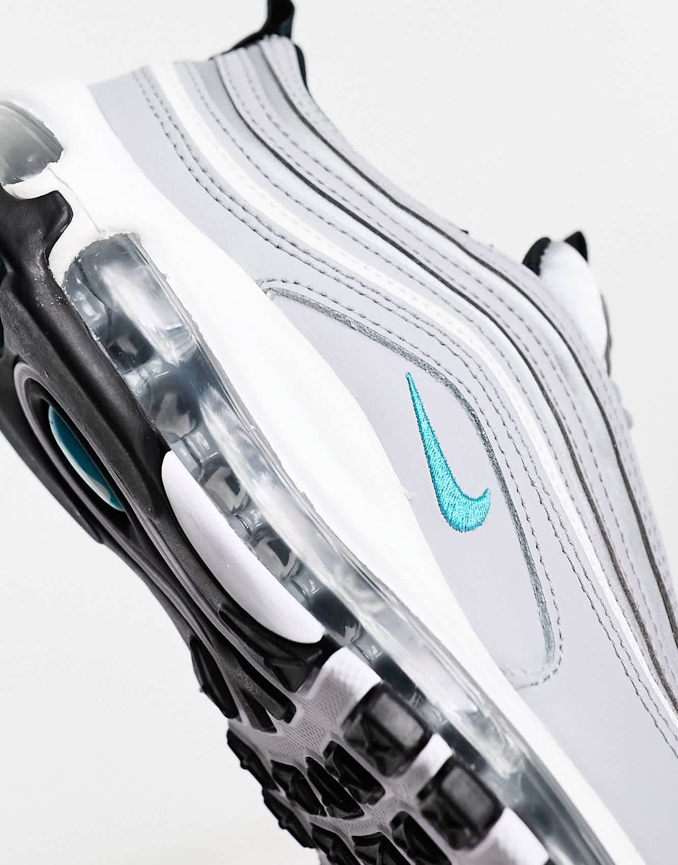 Nike Air Max 97 satin trainers in silver and teal - ASOS Sample Sale