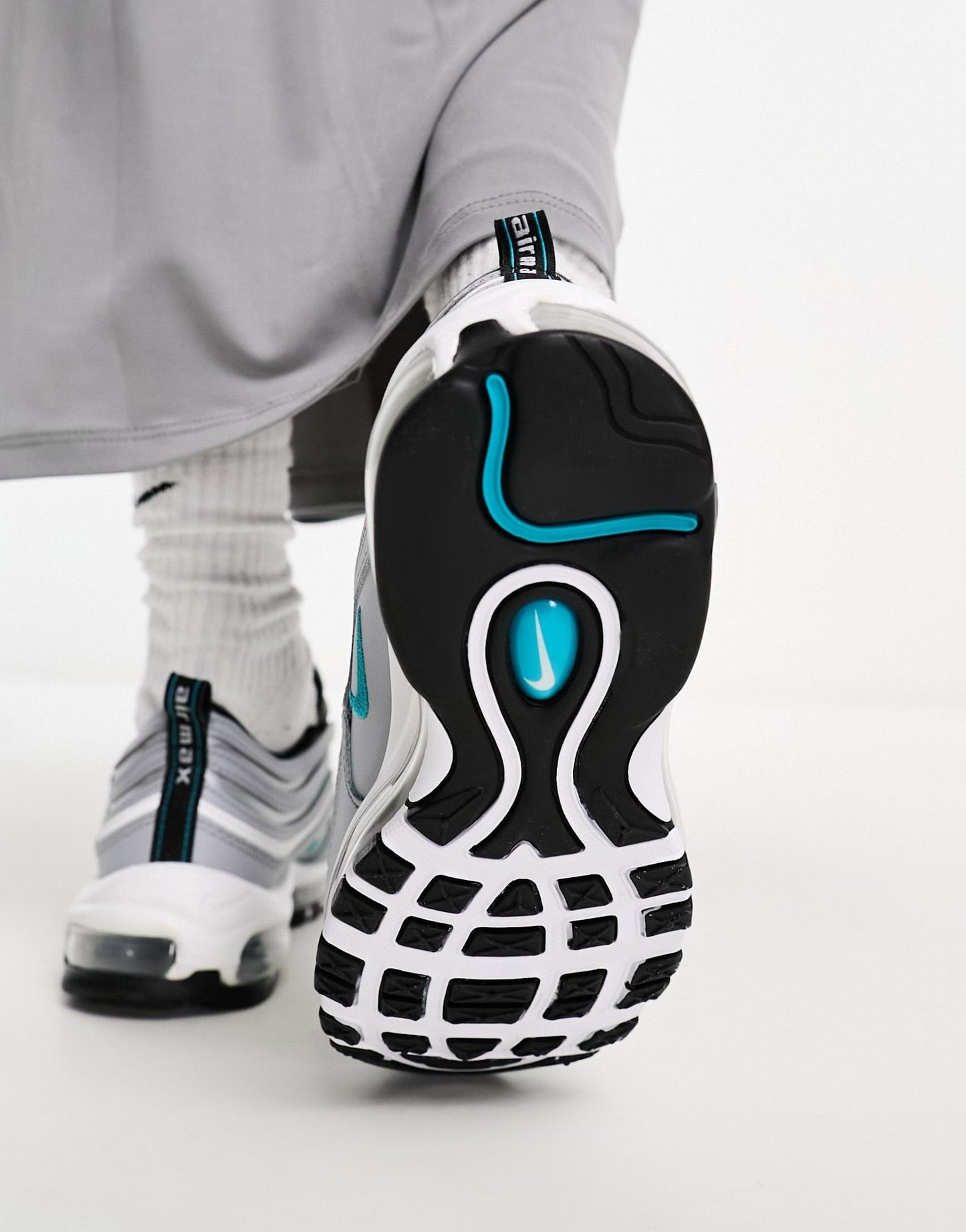 Nike Air Max 97 satin trainers in silver and teal - ASOS Sample Sale