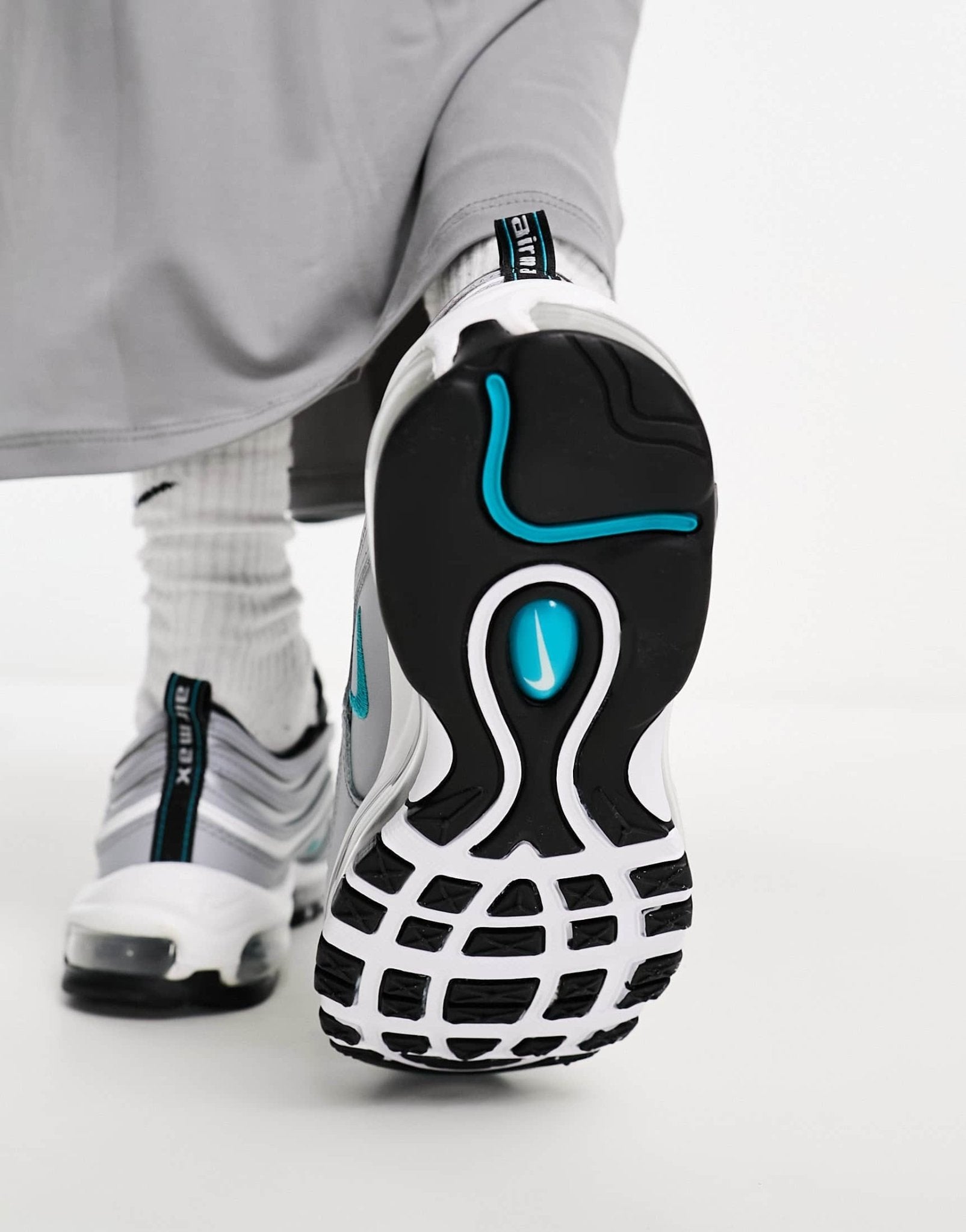 Nike Air Max 97 satin trainers in silver and teal - ASOS Sample Sale