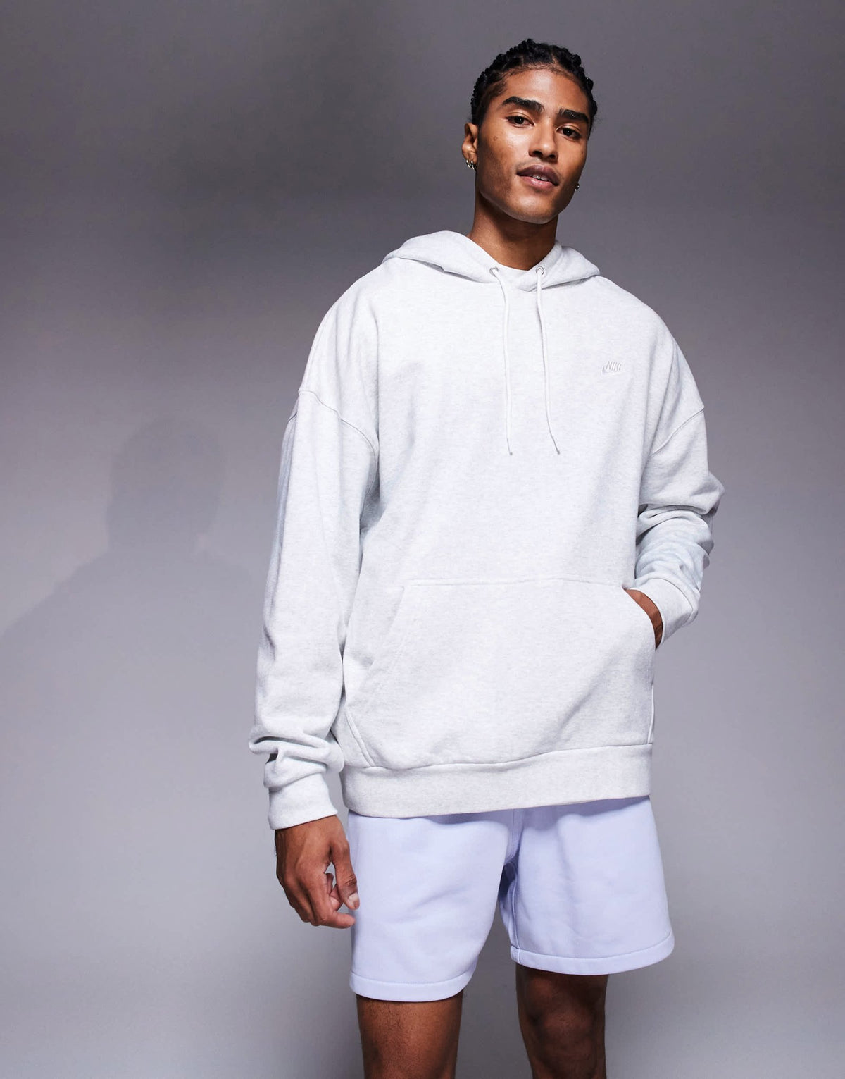 Nike Club French Terry oversized hoodie in grey marl - ASOS Sample Sale
