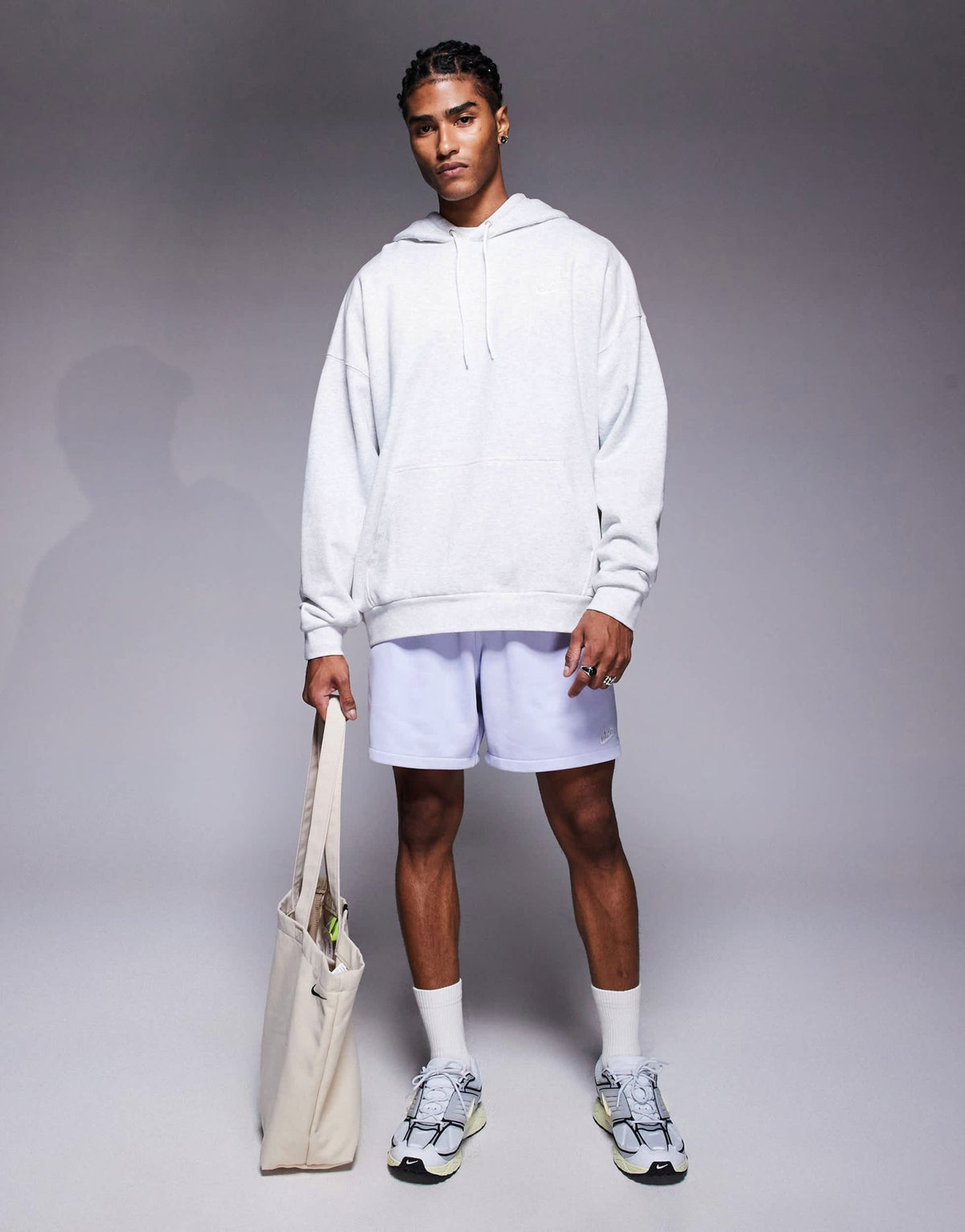 Nike Club French Terry oversized hoodie in grey marl - ASOS Sample Sale