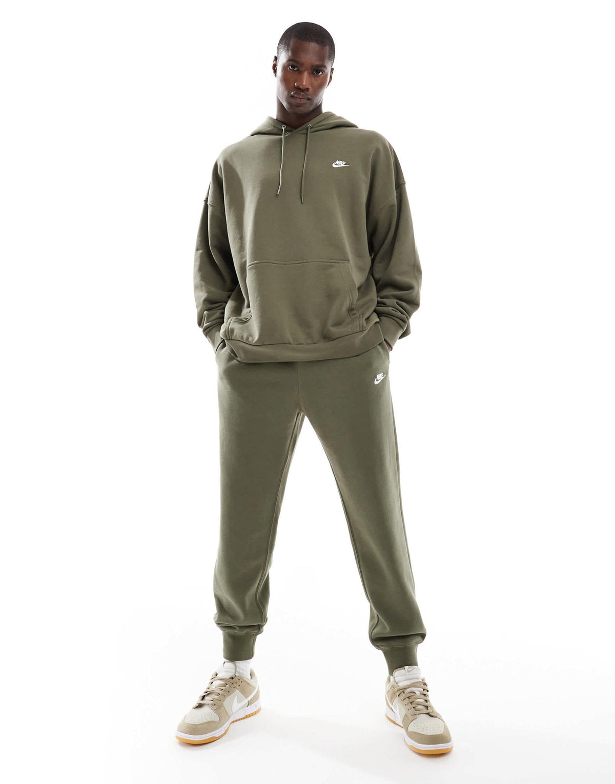 Nike Club French Terry oversized hoodie in khaki - ASOS Sample Sale