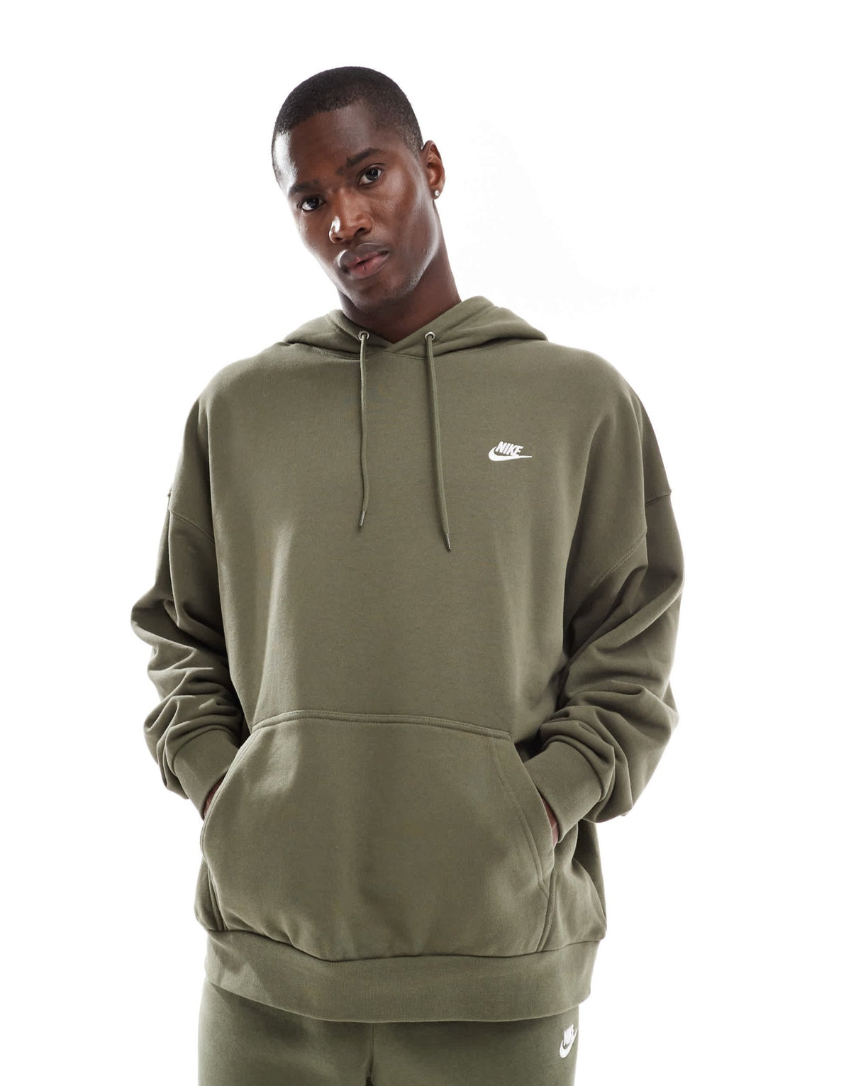 Nike Club French Terry oversized hoodie in khaki - ASOS Sample Sale