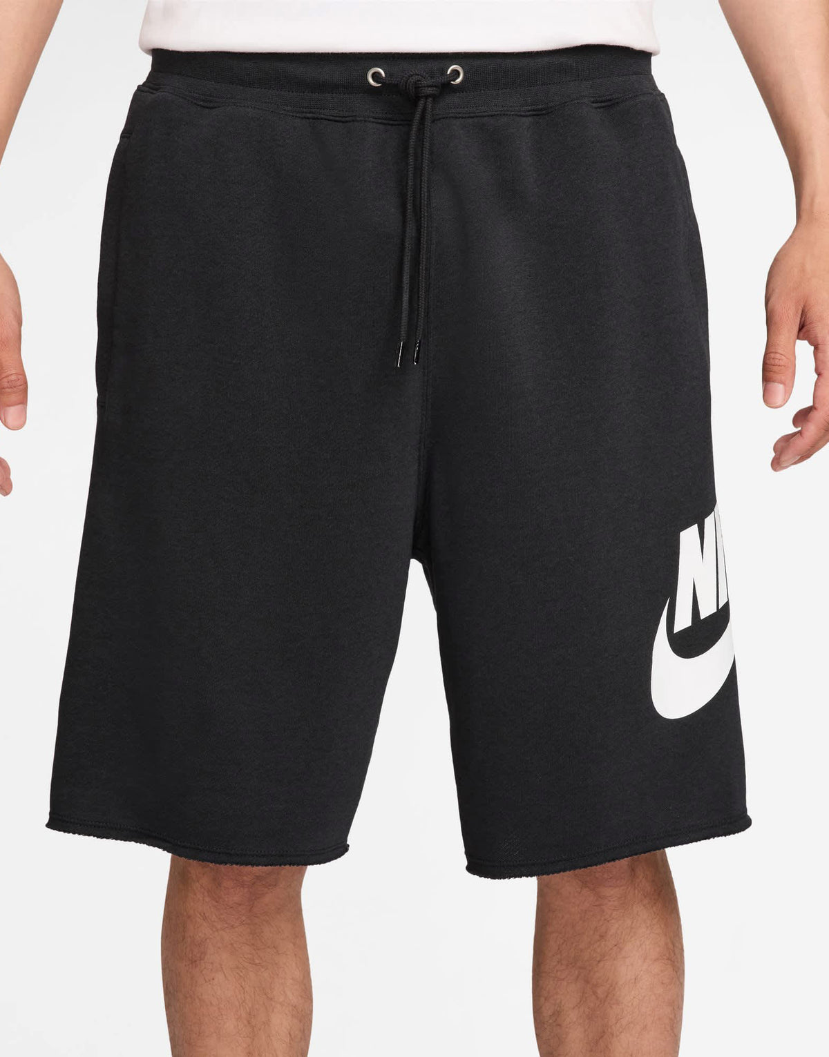 Nike Club French Terry shorts with large logo in black - ASOS Sample Sale