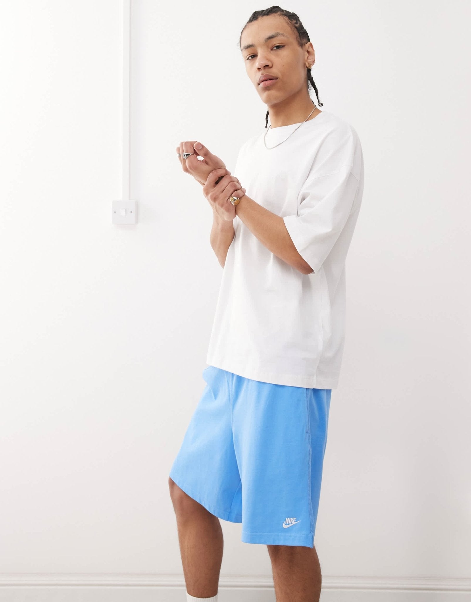 Nike Club knit shorts in blue - ASOS Sample Sale