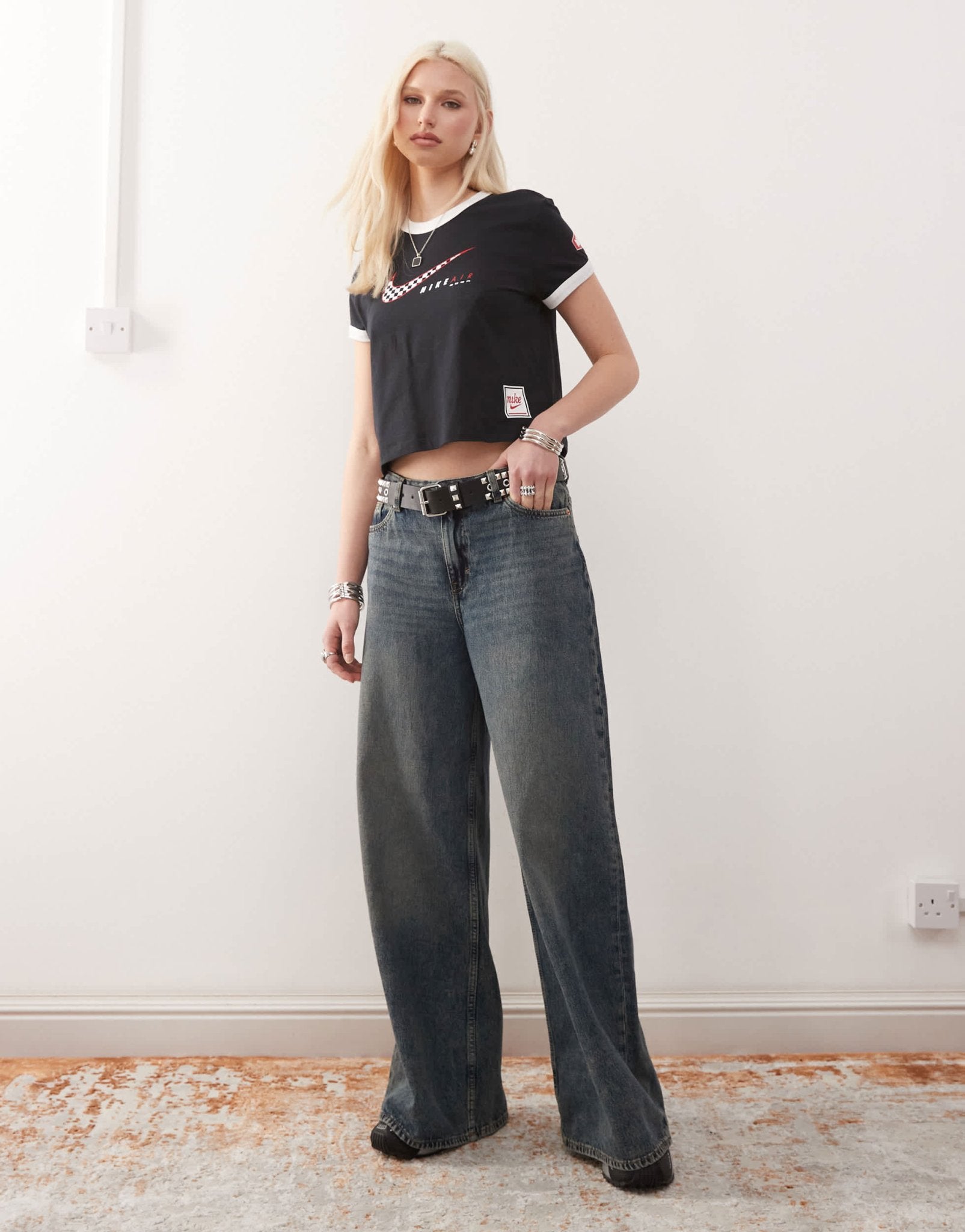 Nike Club Moto cropped t-shirt in black - ASOS Sample Sale