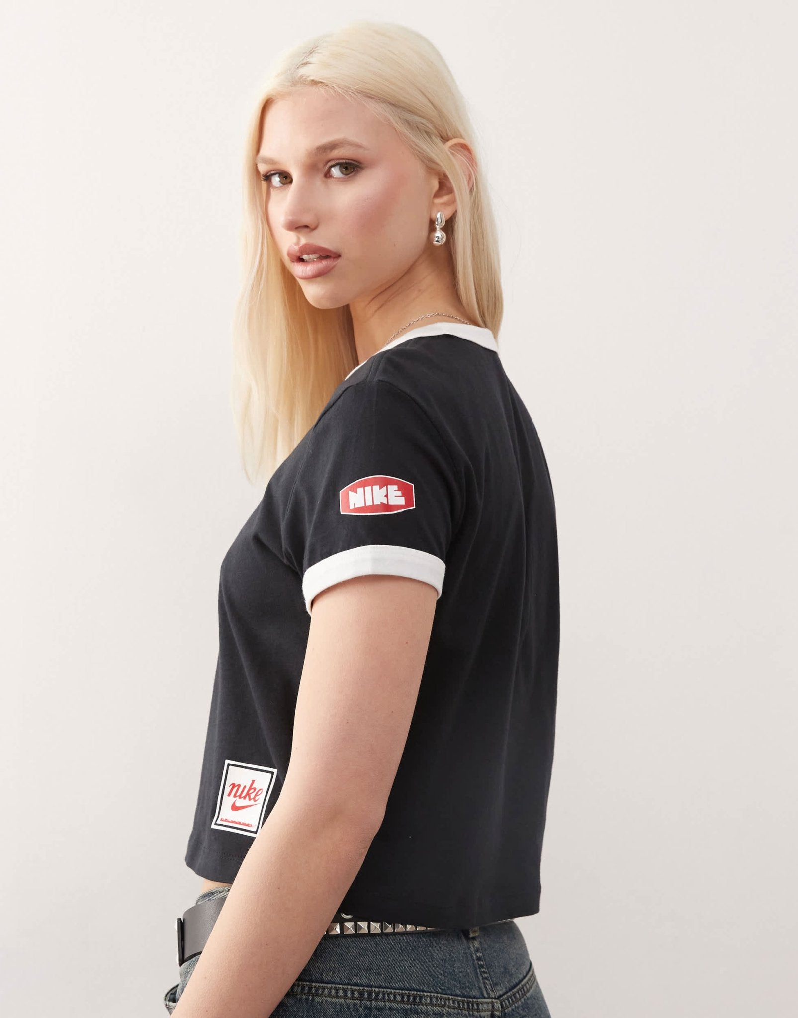 Nike Club Moto cropped t-shirt in black - ASOS Sample Sale