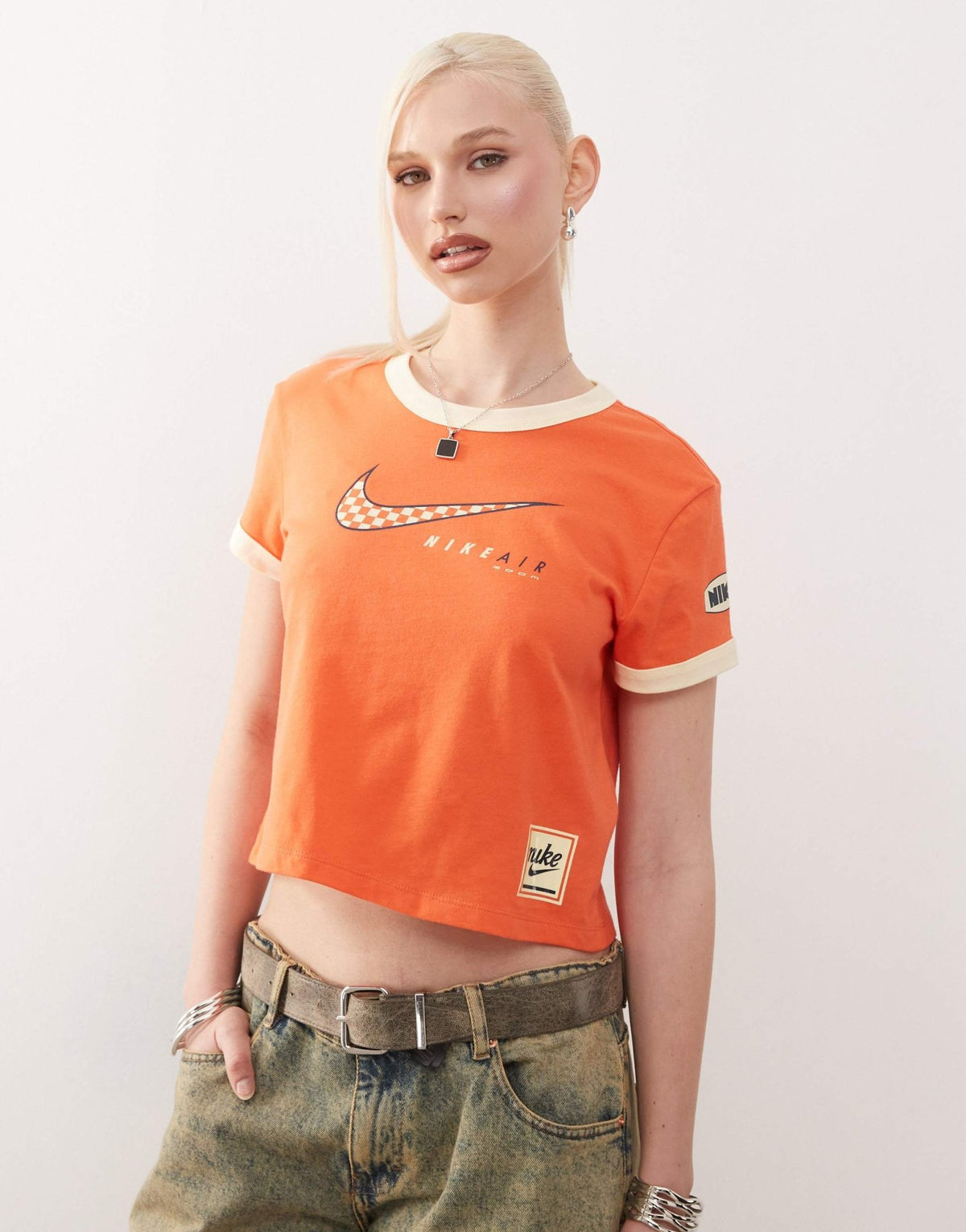 Nike Club Moto cropped t-shirt in red - ASOS Sample Sale