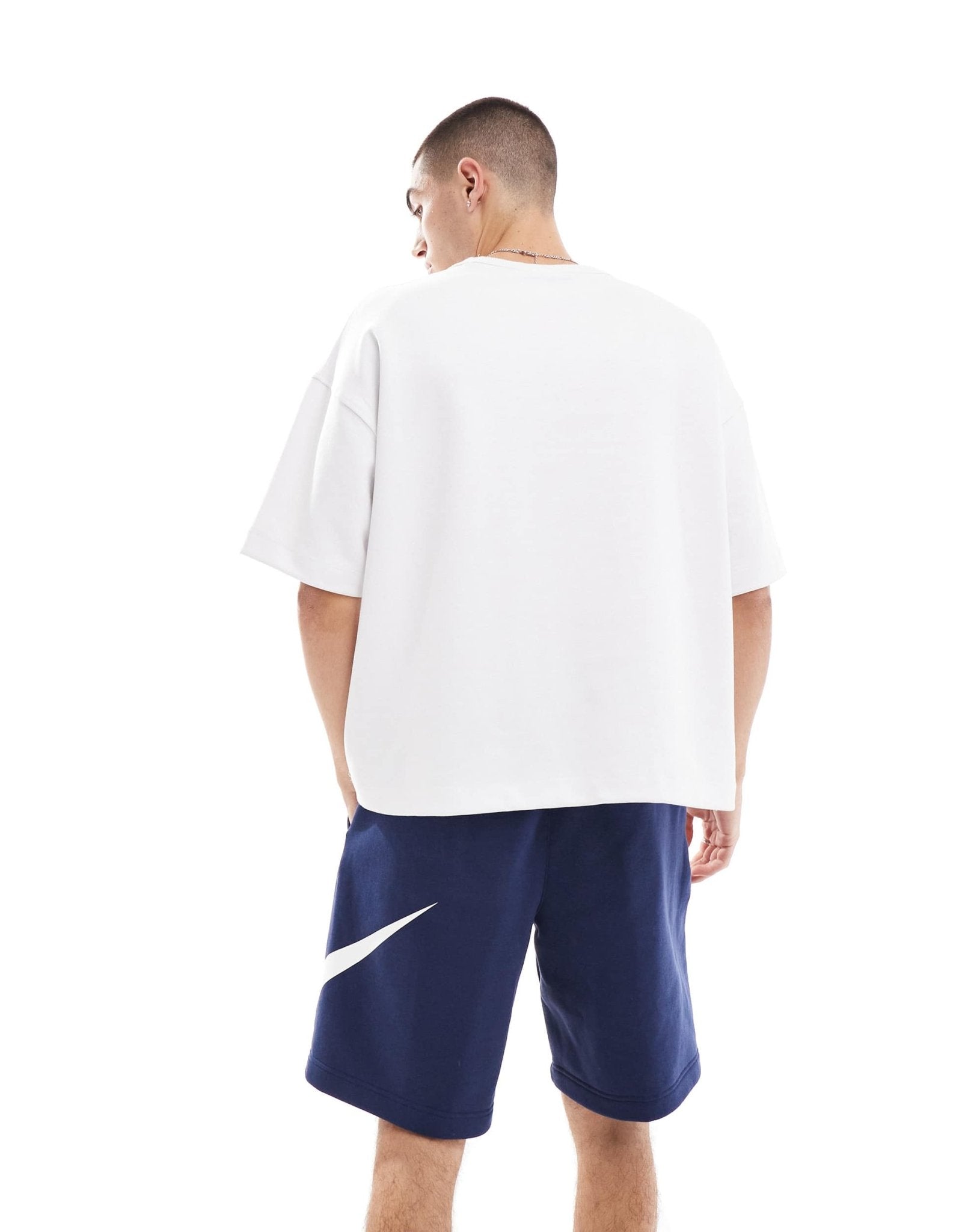 Nike Club shorts with large logo graphic in navy - ASOS Sample Sale