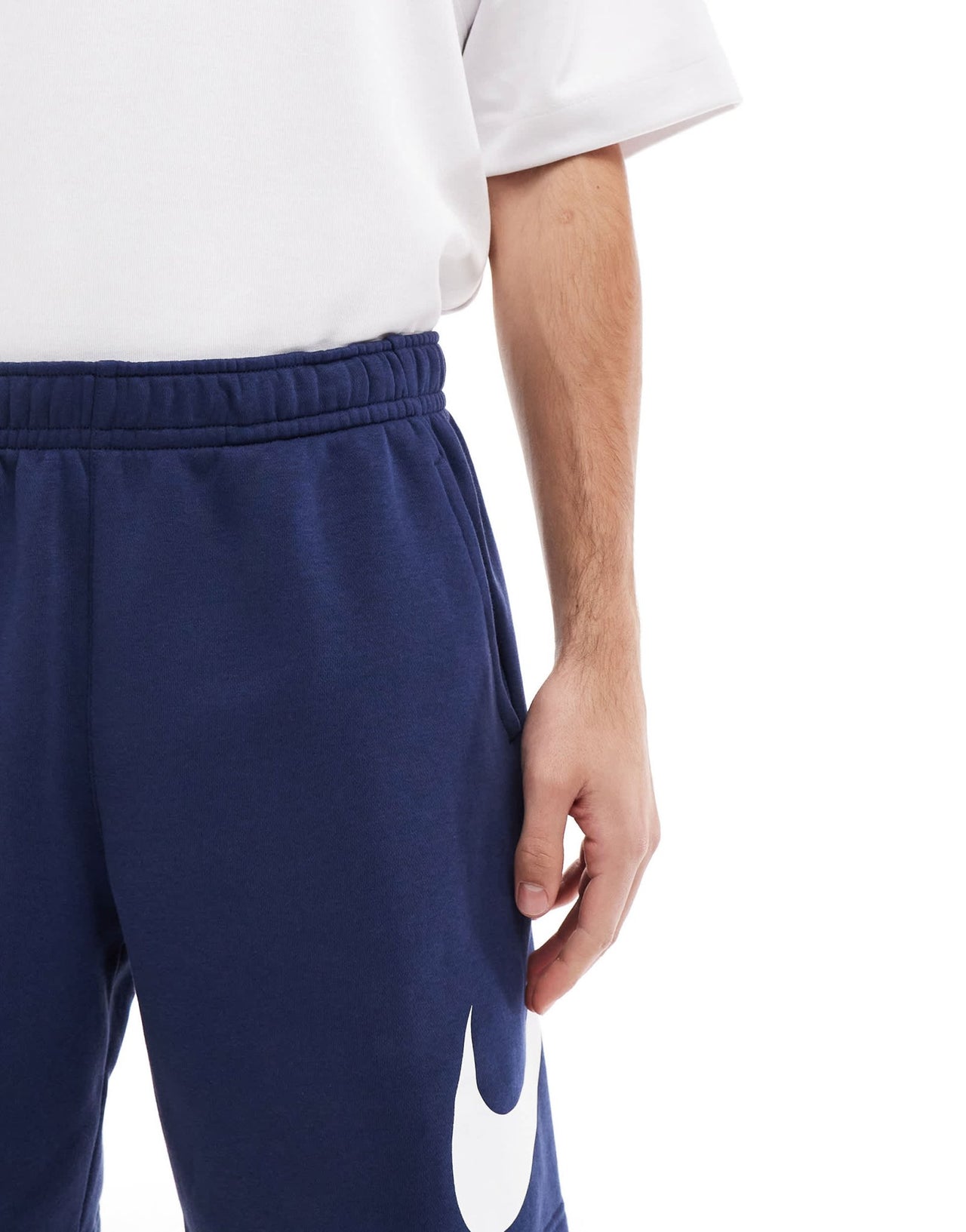Nike Club shorts with large logo graphic in navy - ASOS Sample Sale