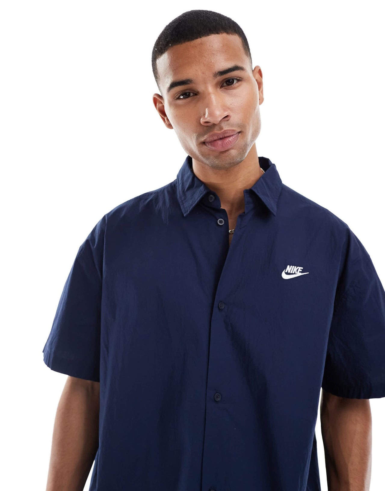 Nike Club woven shirt in dark navy - ASOS Sample Sale