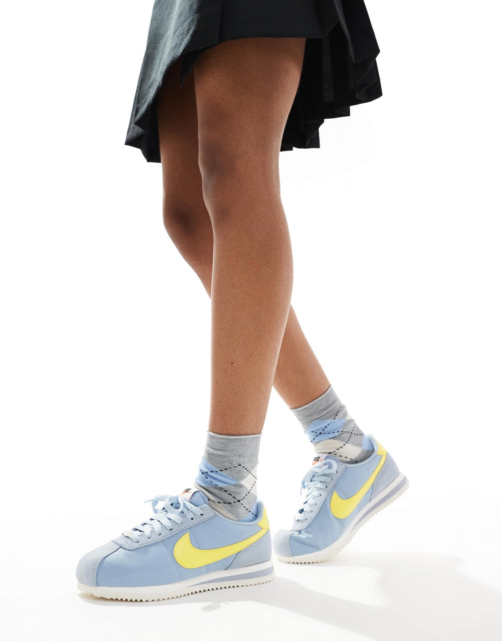 Nike Cortez TXT suede in light blue and yellow - ASOS Sample Sale