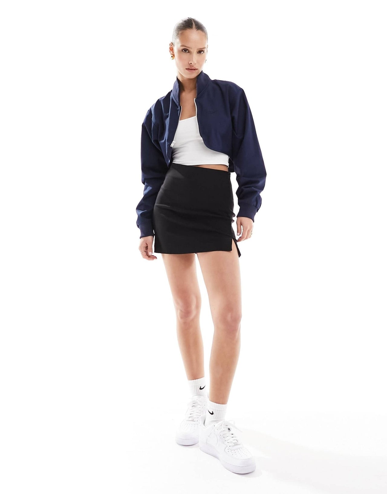 Nike cropped bomber jacket in black - ASOS Sample Sale