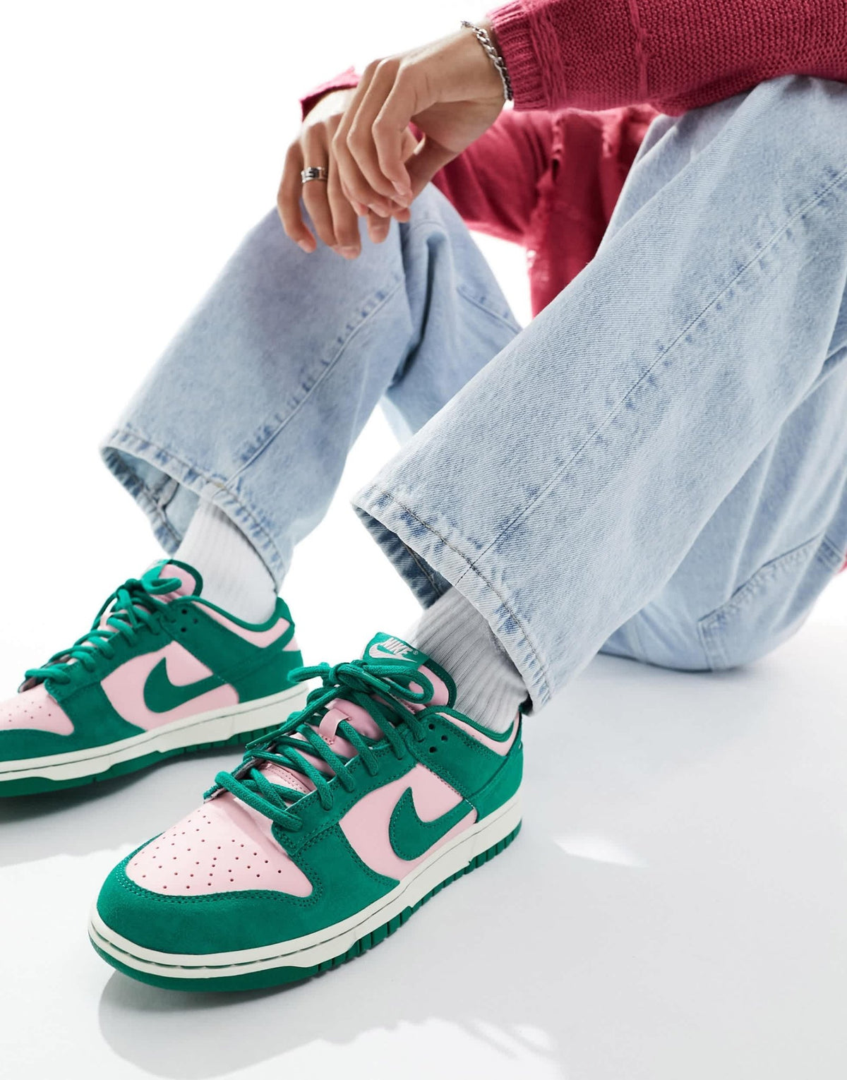 Nike Dunk Low Retro trainers in green and pink - ASOS Sample Sale