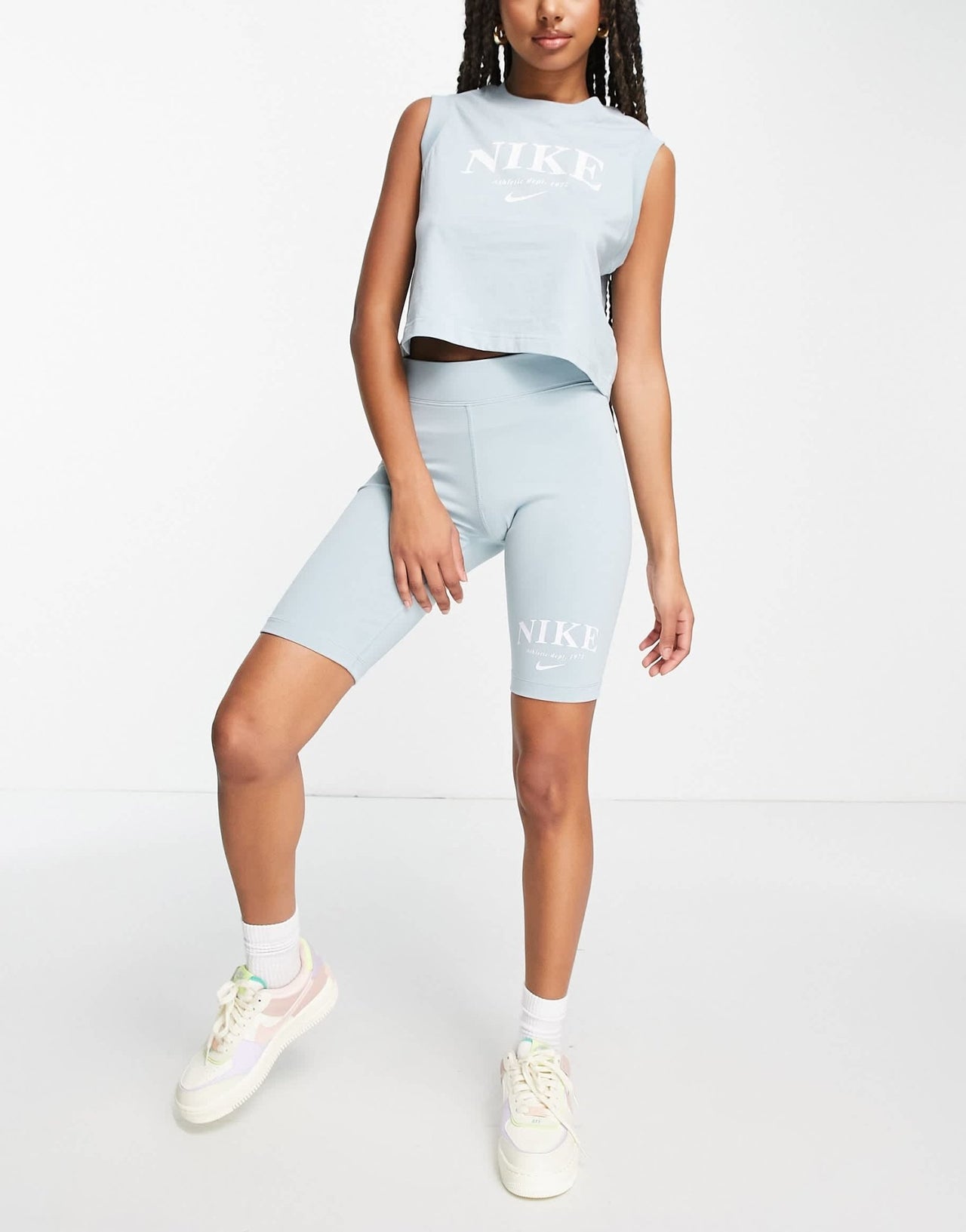 Nike Essential retro legging shorts in cave ocean blue - ASOS Sample Sale