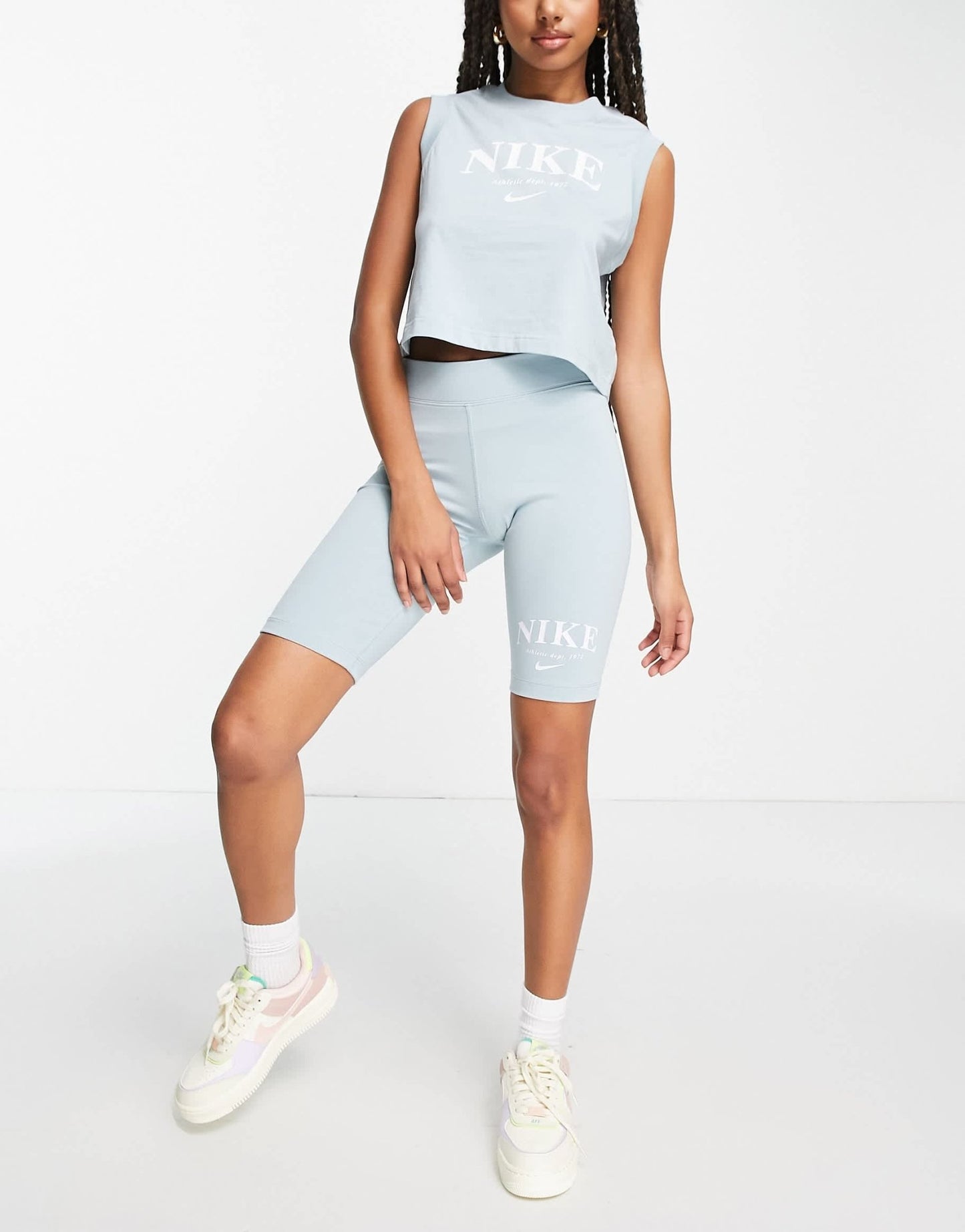 Nike Essential retro legging shorts in cave ocean blue - ASOS Sample Sale
