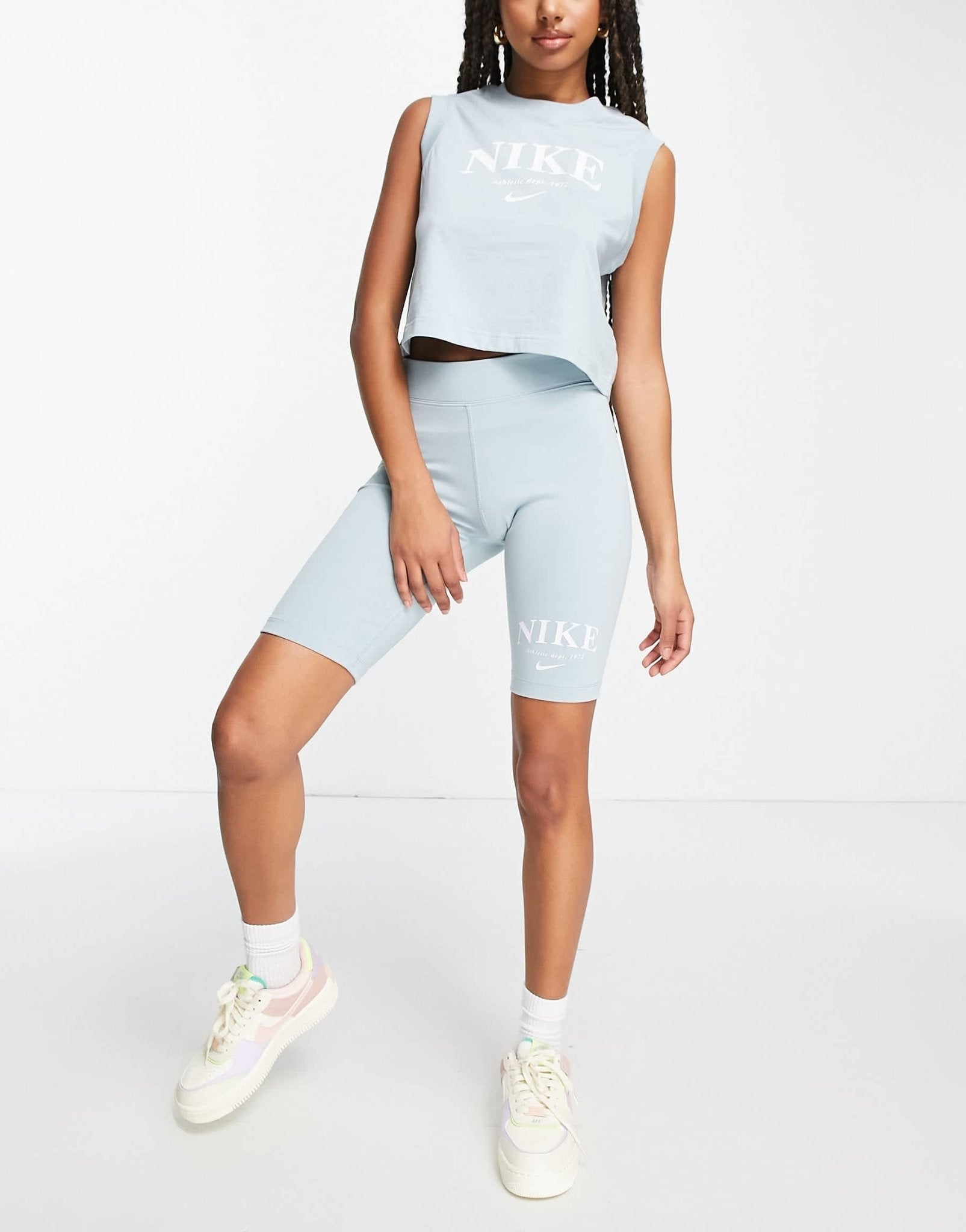 Nike Essential retro legging shorts in cave ocean blue - ASOS Sample Sale