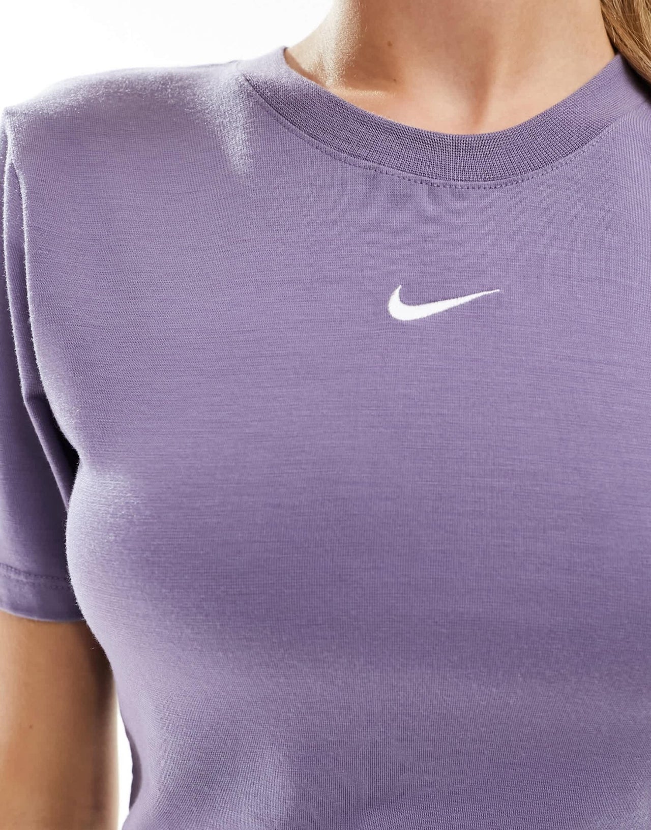 Nike Essentials slim cropped t-shirt in purple - ASOS Sample Sale