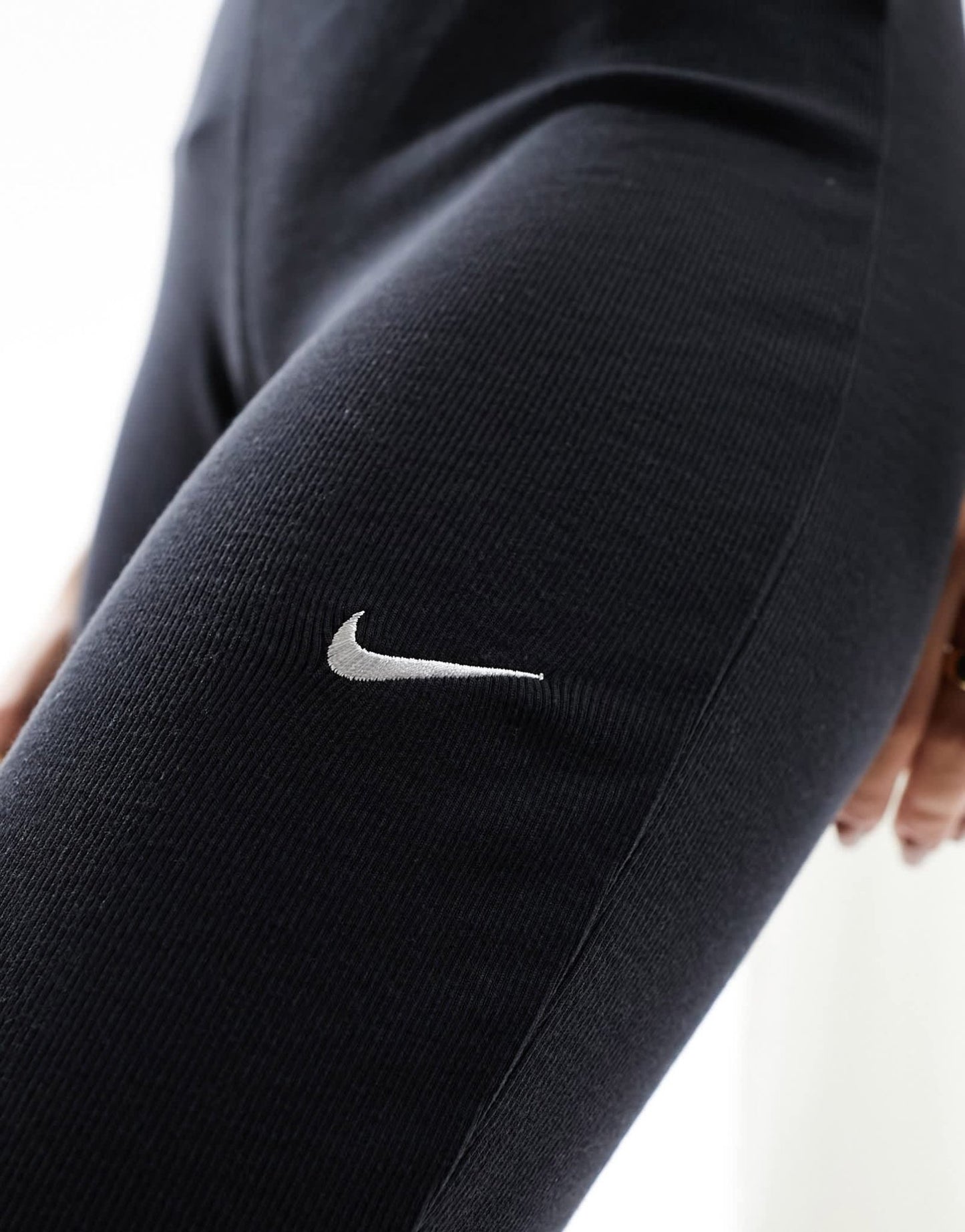 Nike mini - ribbed flared leggings in black - ASOS Sample Sale
