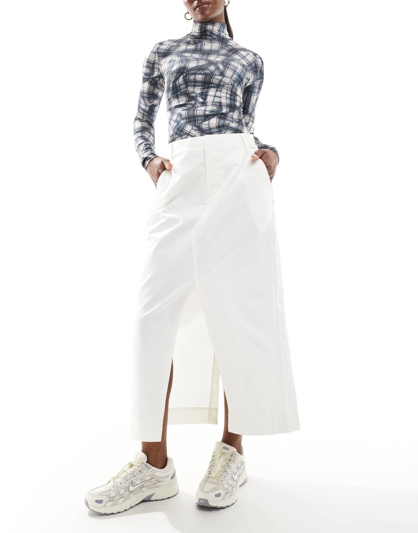 Nike MSC twill maxi skirt in cream - ASOS Sample Sale