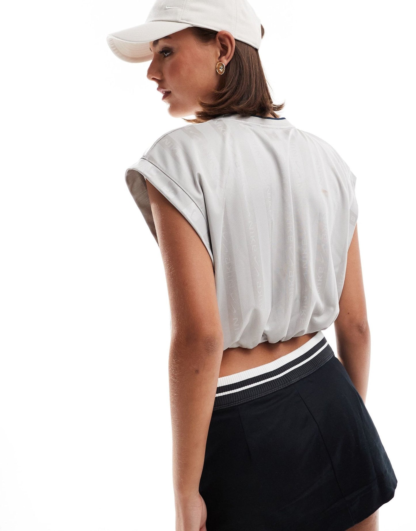 Nike NSW Collection Jacquard cropped jersey top in grey - ASOS Sample Sale