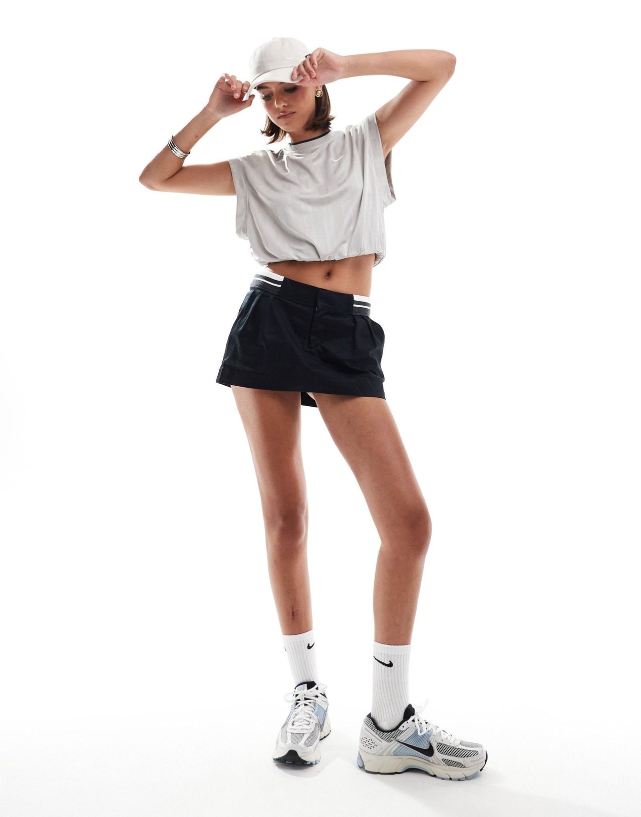 Nike NSW Collection Jacquard cropped jersey top in grey - ASOS Sample Sale