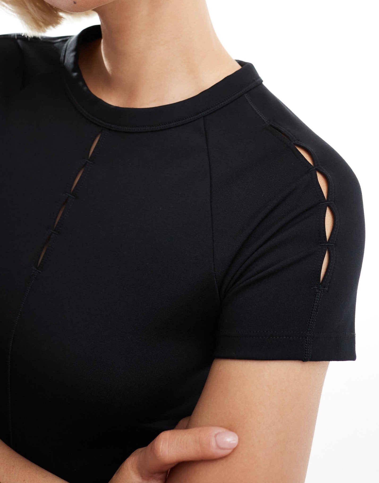 Nike One Training Dri-FIT key hole fitted t-shirt in black - ASOS Sample Sale