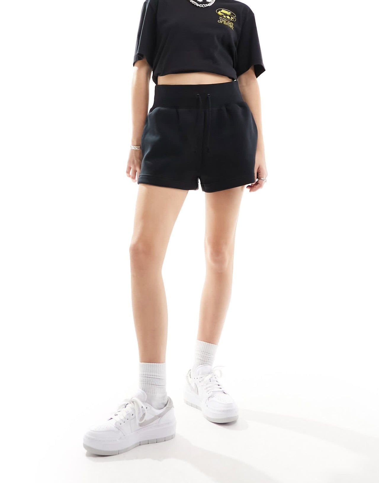 Nike Phoenix Fleece high waisted shorts in black - BLACK - ASOS Sample Sale