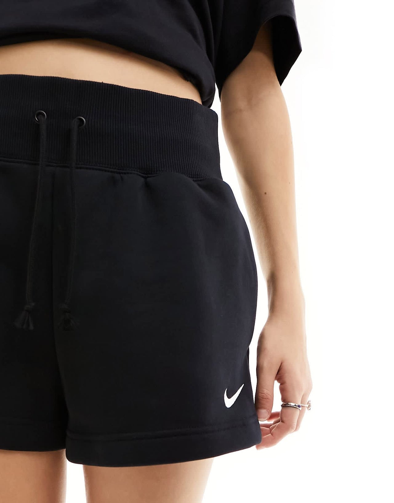 Nike Phoenix Fleece high waisted shorts in black - BLACK - ASOS Sample Sale