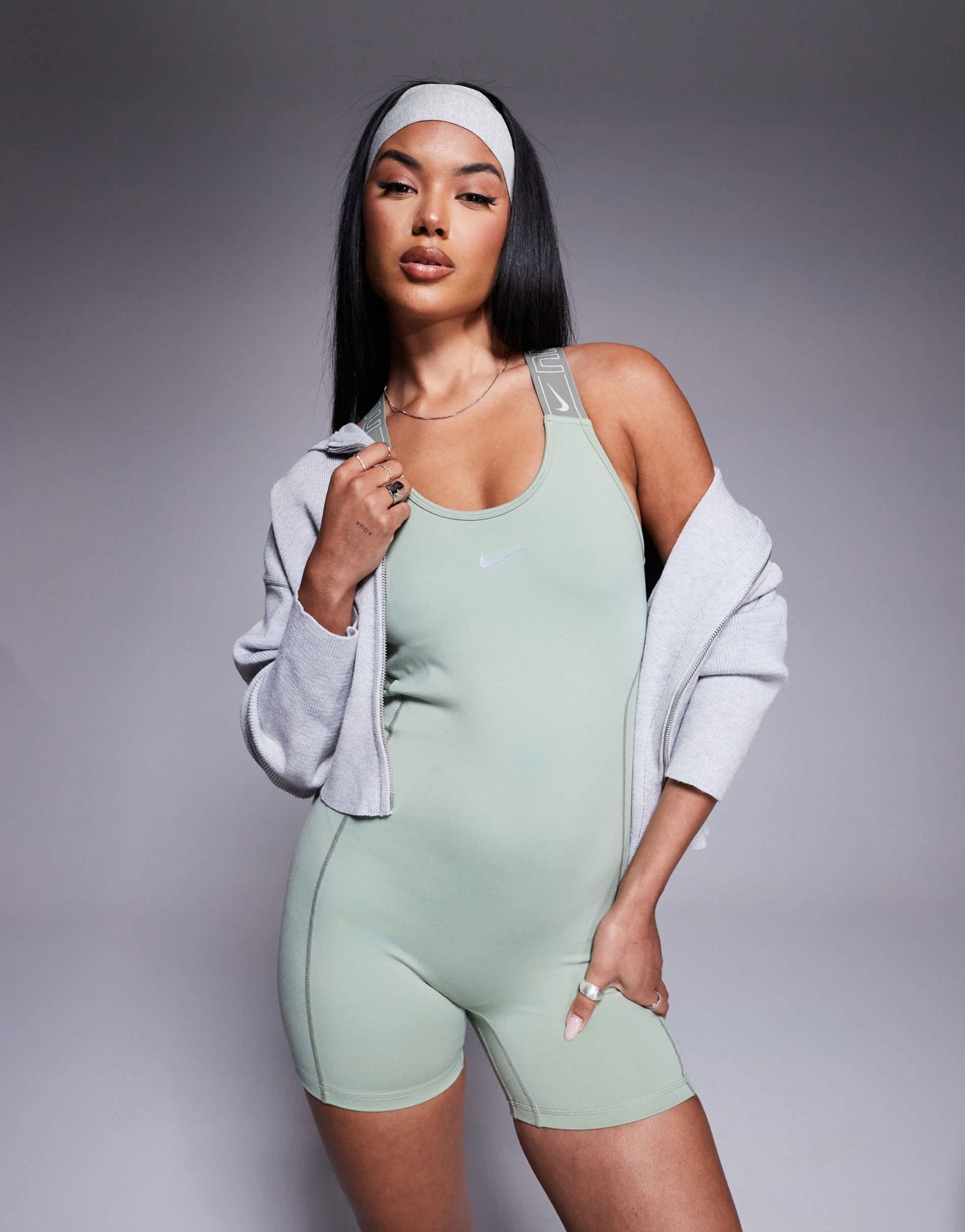Nike Pro Training Gym Life Swoosh unitard in khaki - ASOS Sample Sale