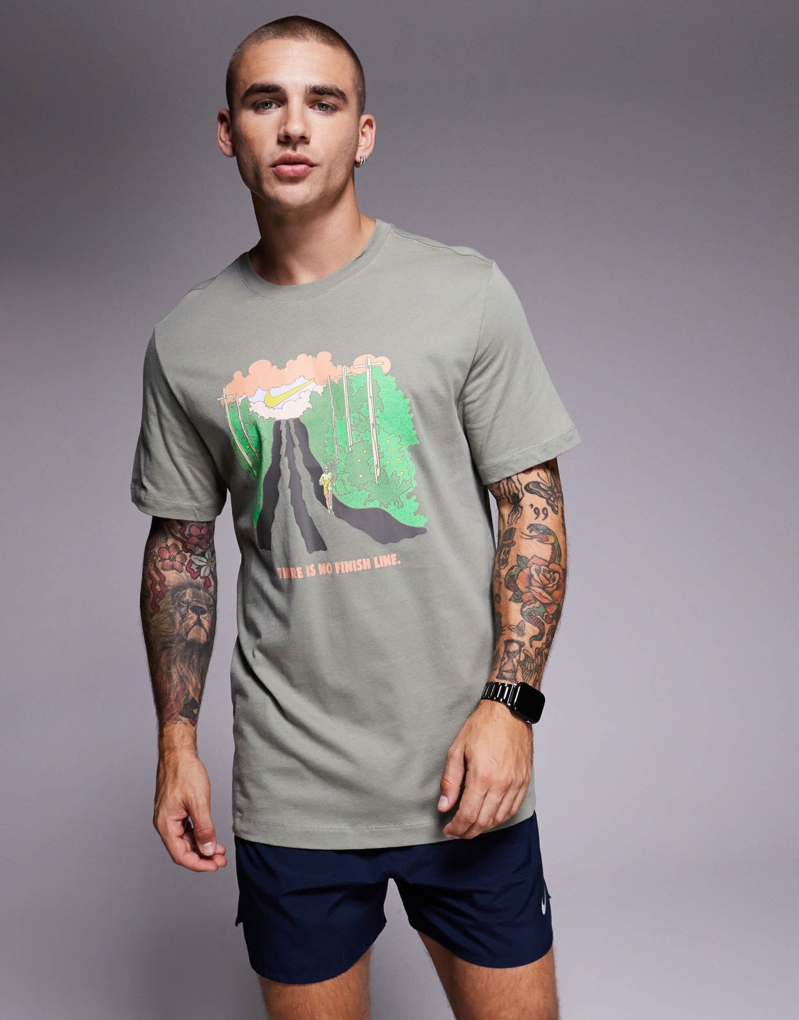 Nike Running graphic t-shirt in khaki - ASOS Sample Sale
