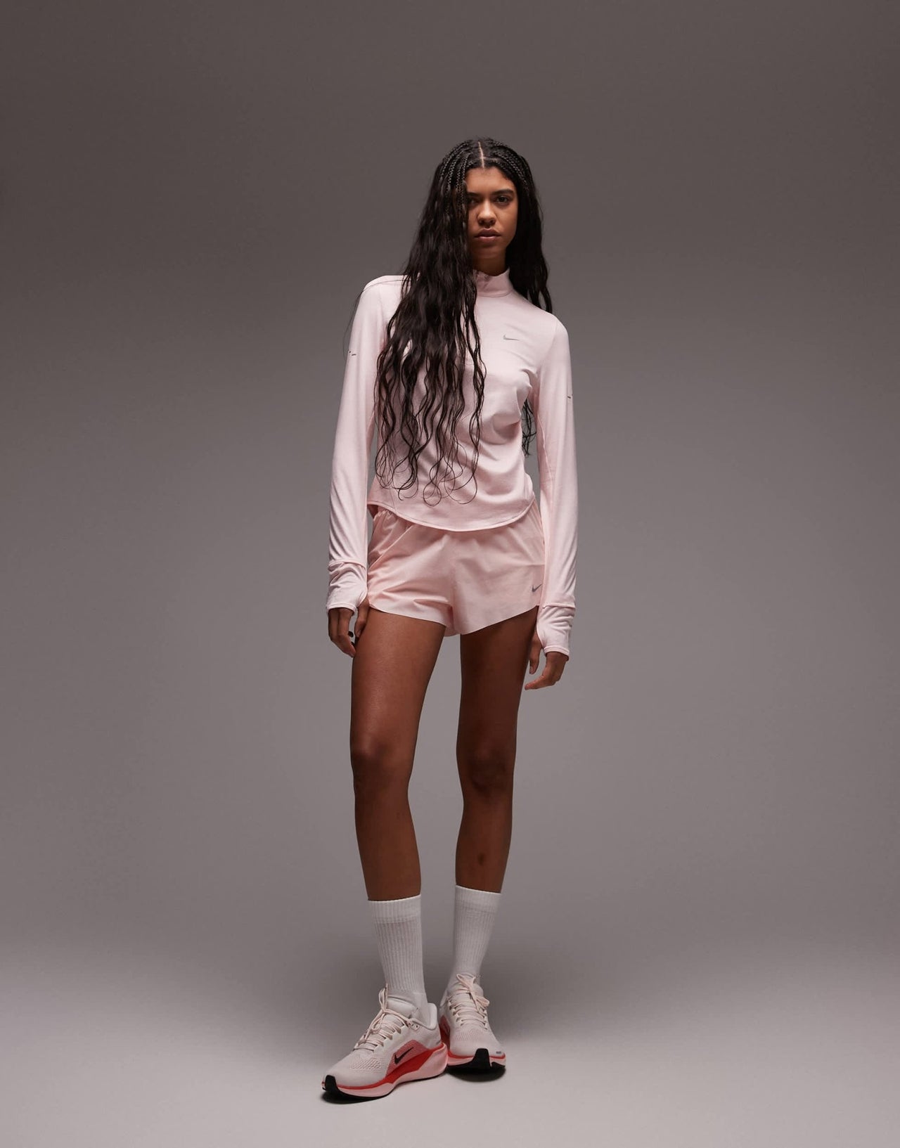 Nike Running Swift Dri-FIT half zip long sleeved top in pink - ASOS Sample Sale