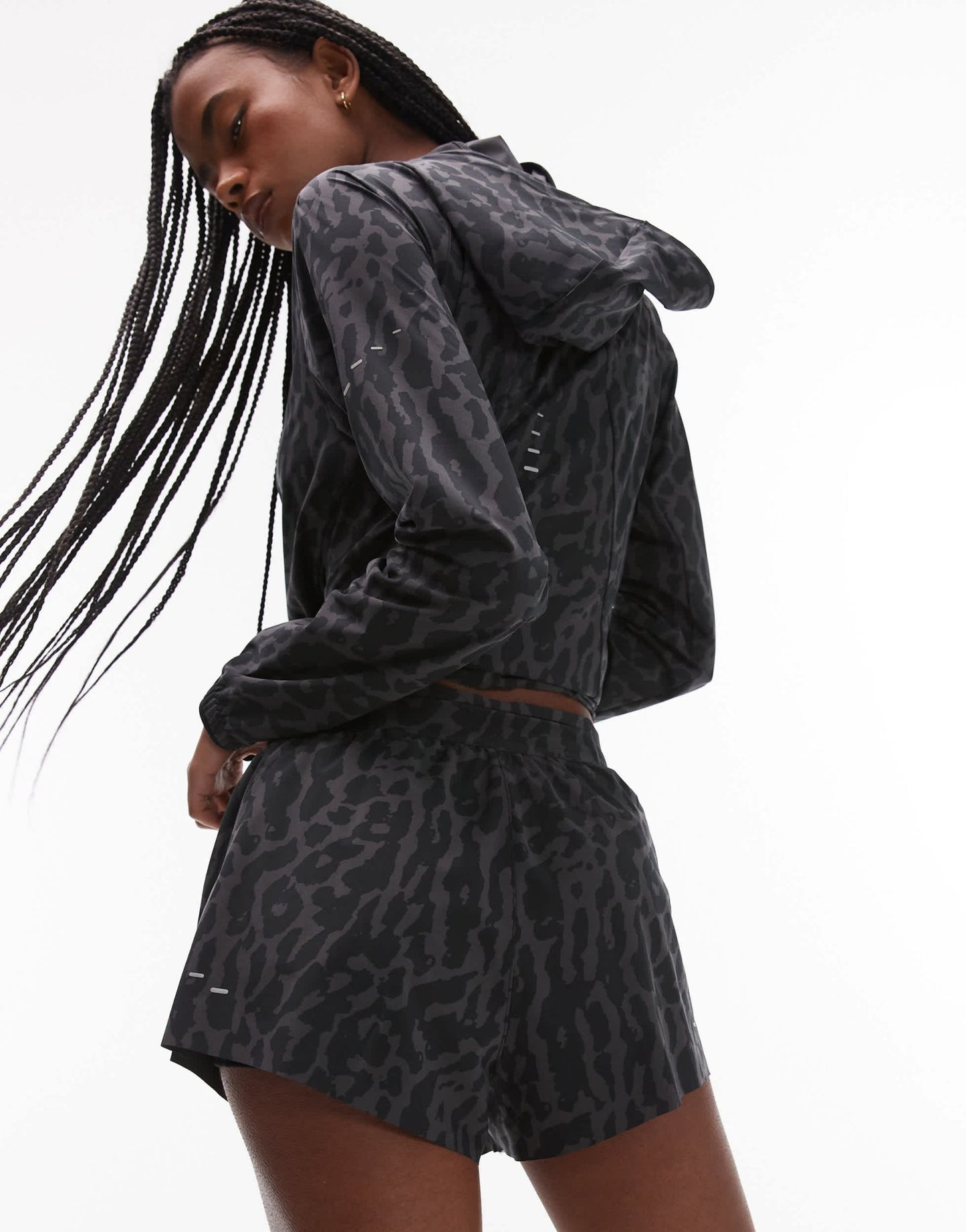 Nike Running Swift Dri-FIT Leopard Print 3inch 2 in 1 shorts in black - ASOS Sample Sale