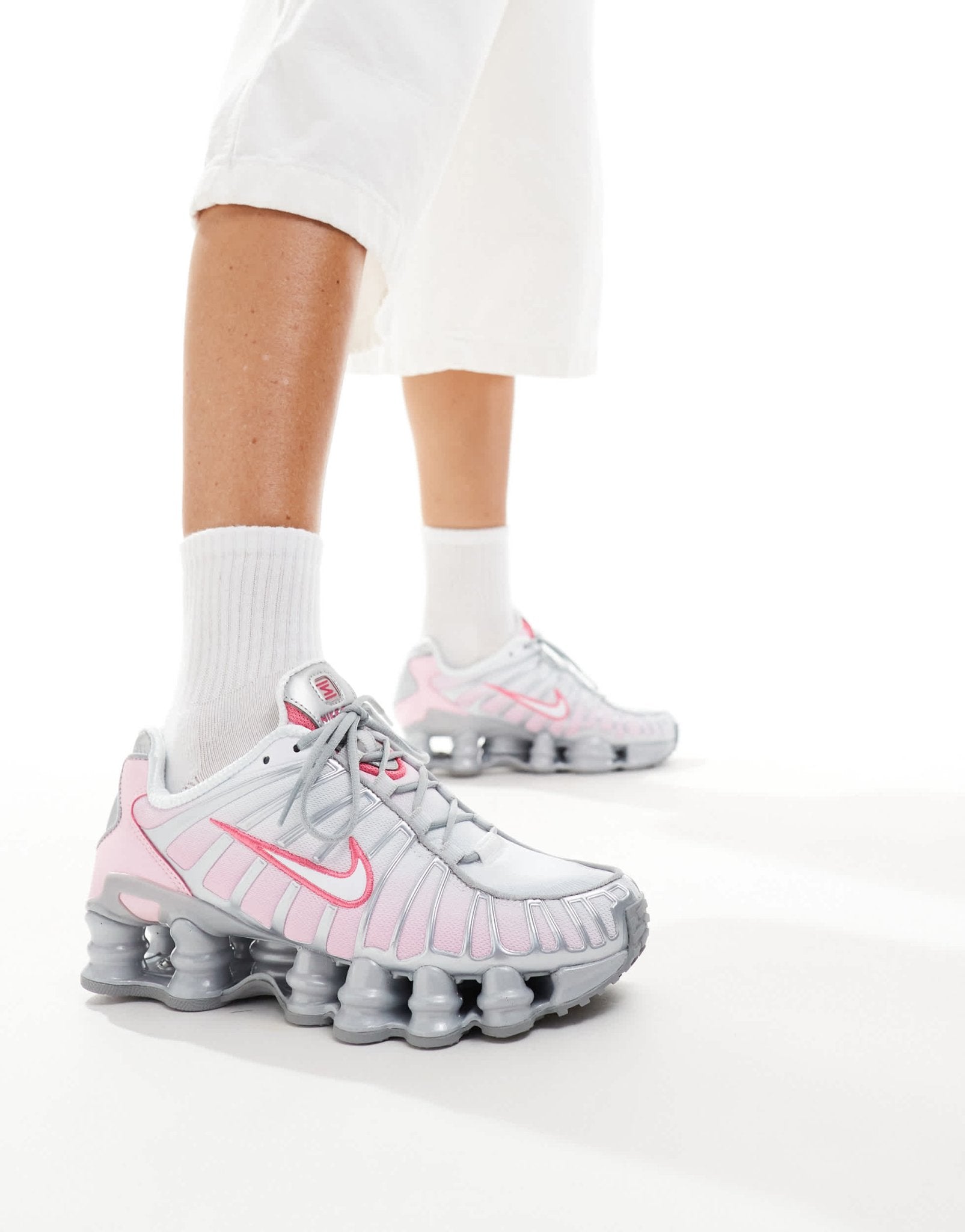 Nike Shox TL unisex trainers in metallic silver and pink - ASOS Sample Sale