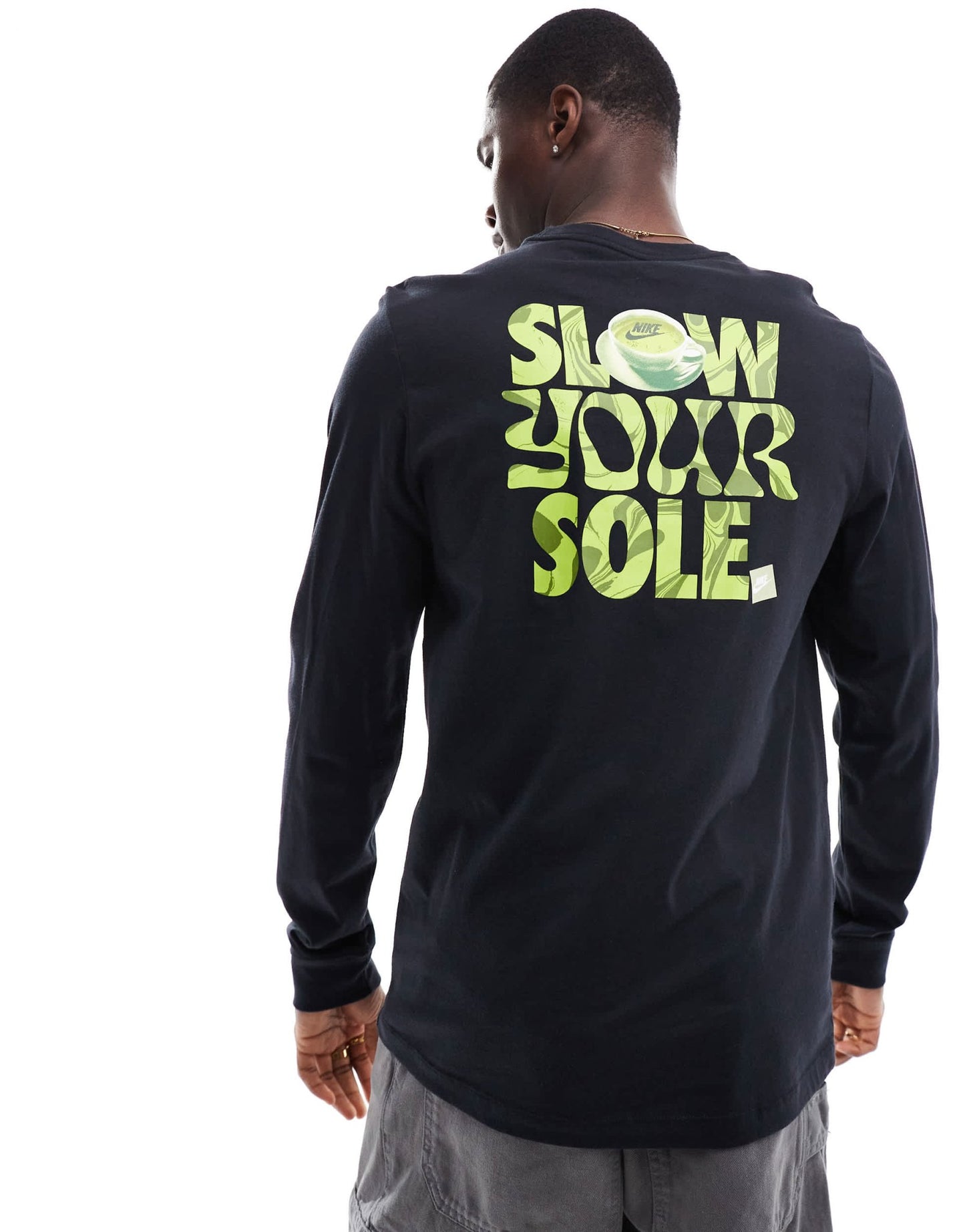 Nike Slow Your Sole graphic graphic longsleeve t-shirt in black - ASOS Sample Sale