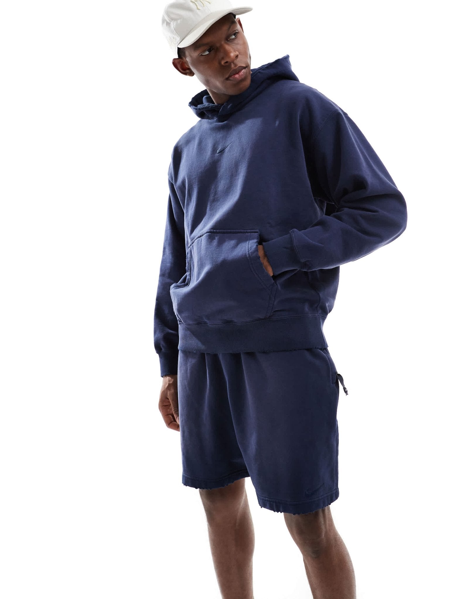 Nike Solo Swoosh French Terry short in washed navy - ASOS Sample Sale