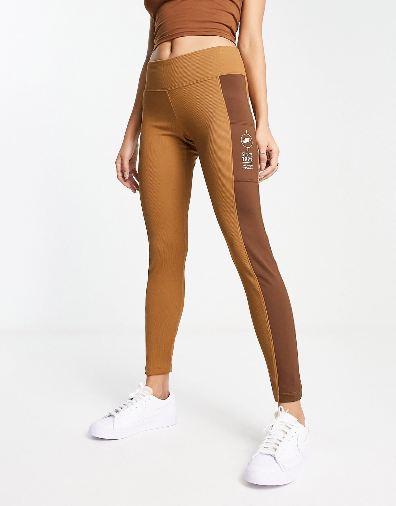 Nike Sport Utility rib leggings in ale brown - ASOS Sample Sale