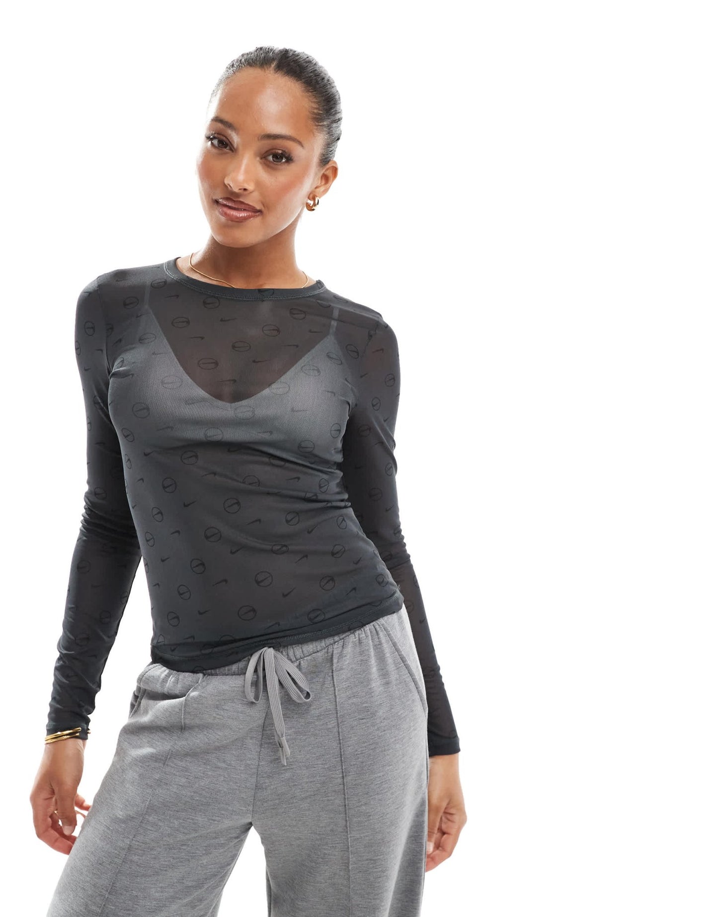 Nike Streetwear sheer logo longsleeve top in black - ASOS Sample Sale
