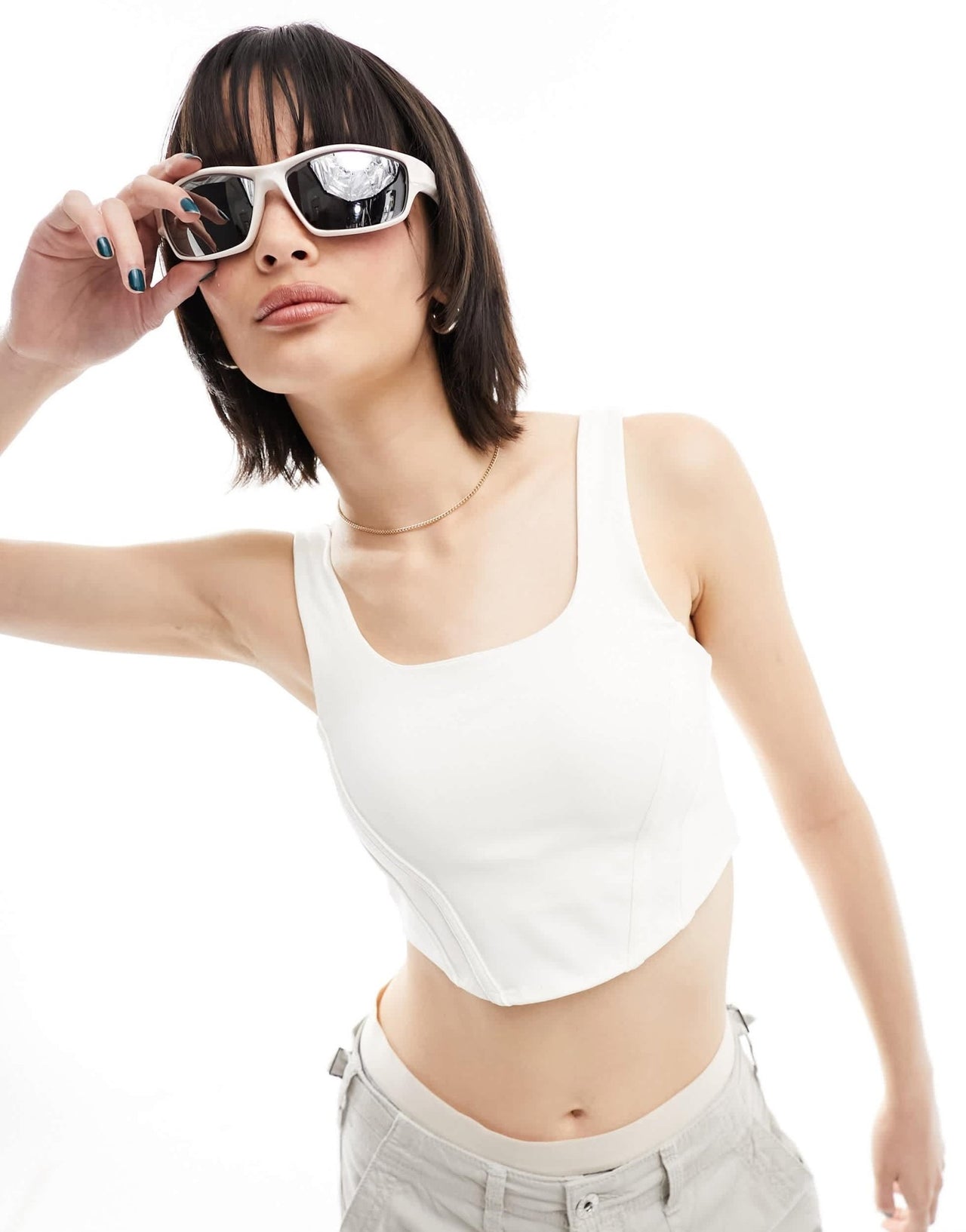 Nike swoosh corset bra in white - ASOS Sample Sale