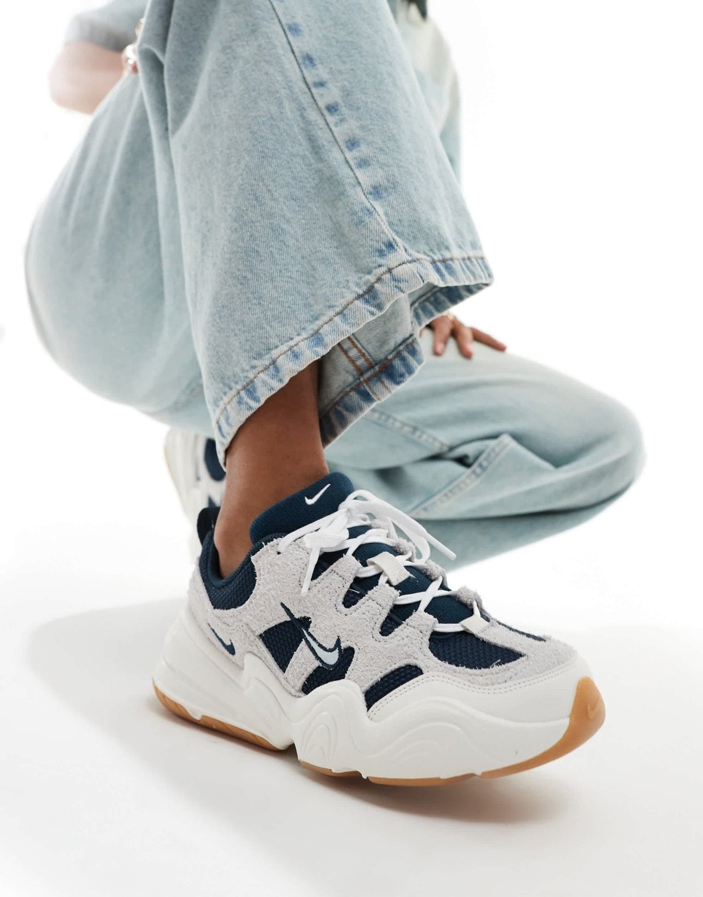 Nike Tech Hera trainers in off white with navy detail - ASOS Sample Sale