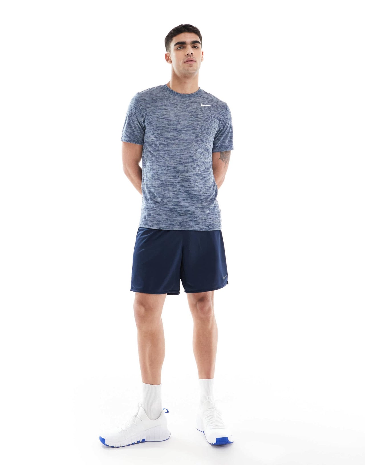 Nike Training Dri - Fit Reset melange t-shirt in blue - ASOS Sample Sale