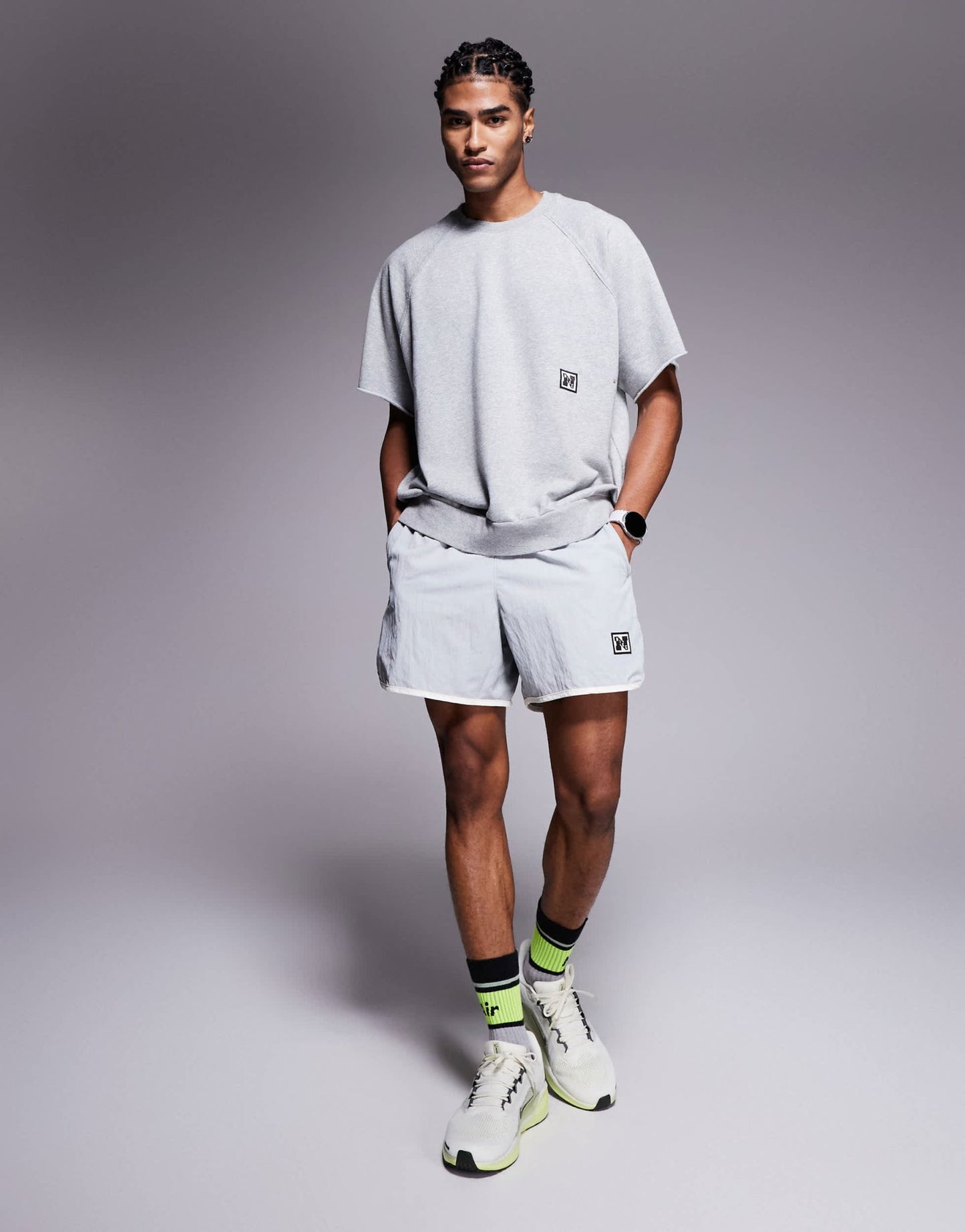 Nike Training Heritage Dri-FIT fleece short sleeve top in grey - ASOS Sample Sale