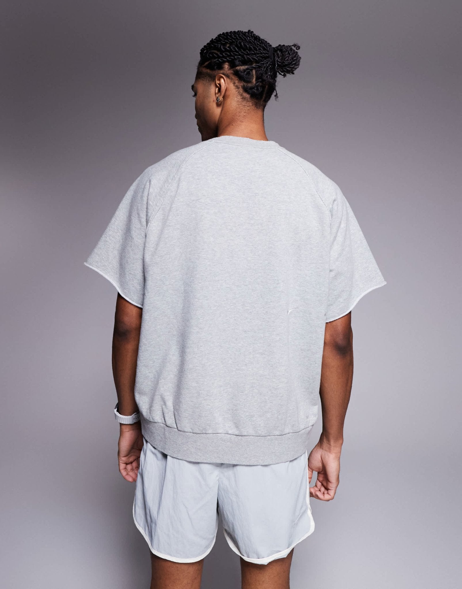 Nike Training Heritage Dri-FIT fleece short sleeve top in grey - ASOS Sample Sale