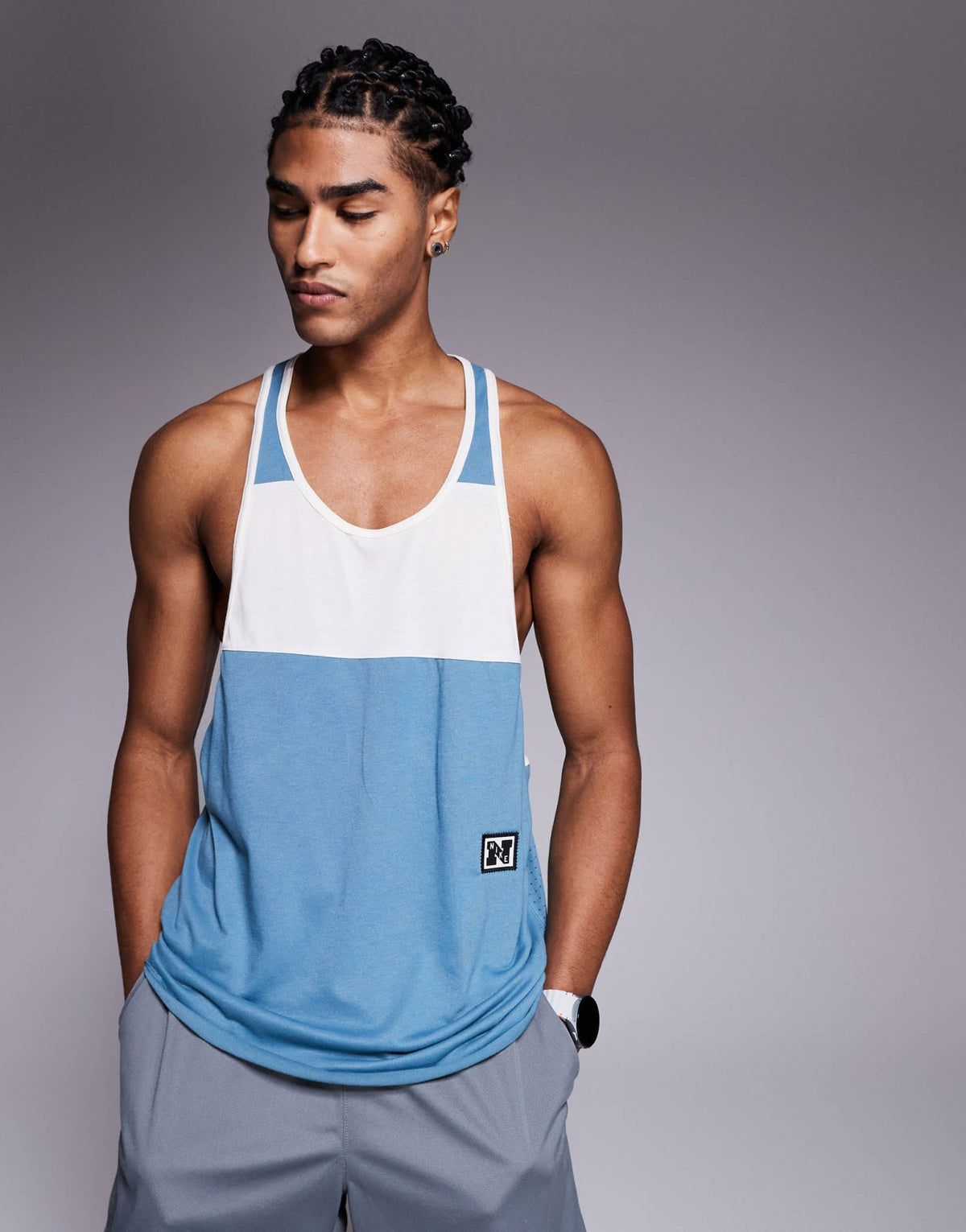 Nike Training Heritage Dri-FIT vest in blue and white - ASOS Sample Sale