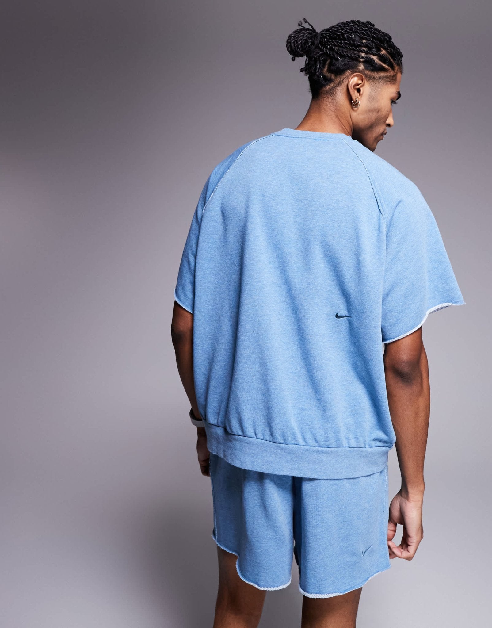 Nike Training Heritage fleece short sleeve top in blue - ASOS Sample Sale