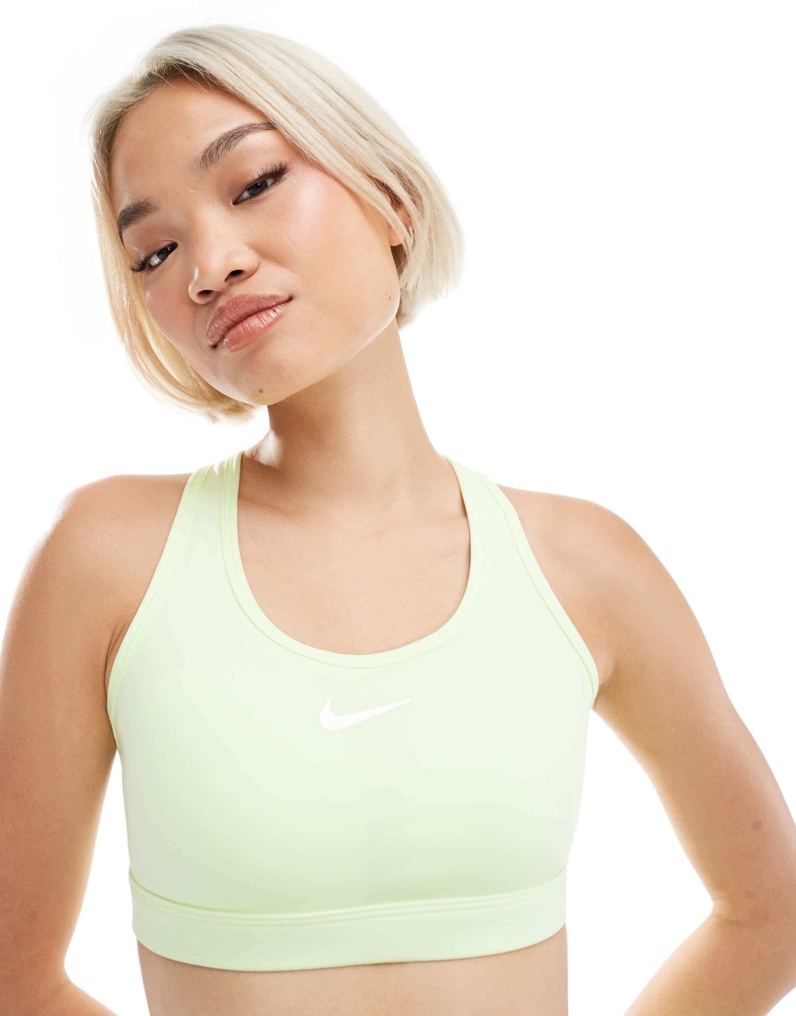Nike Training Swoosh medium support sports bra in lime green - ASOS Sample Sale